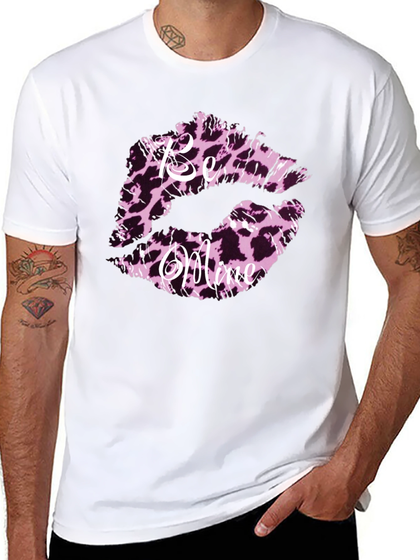 Black Be Mine Leopard Print Lips Graphic Tee view 8