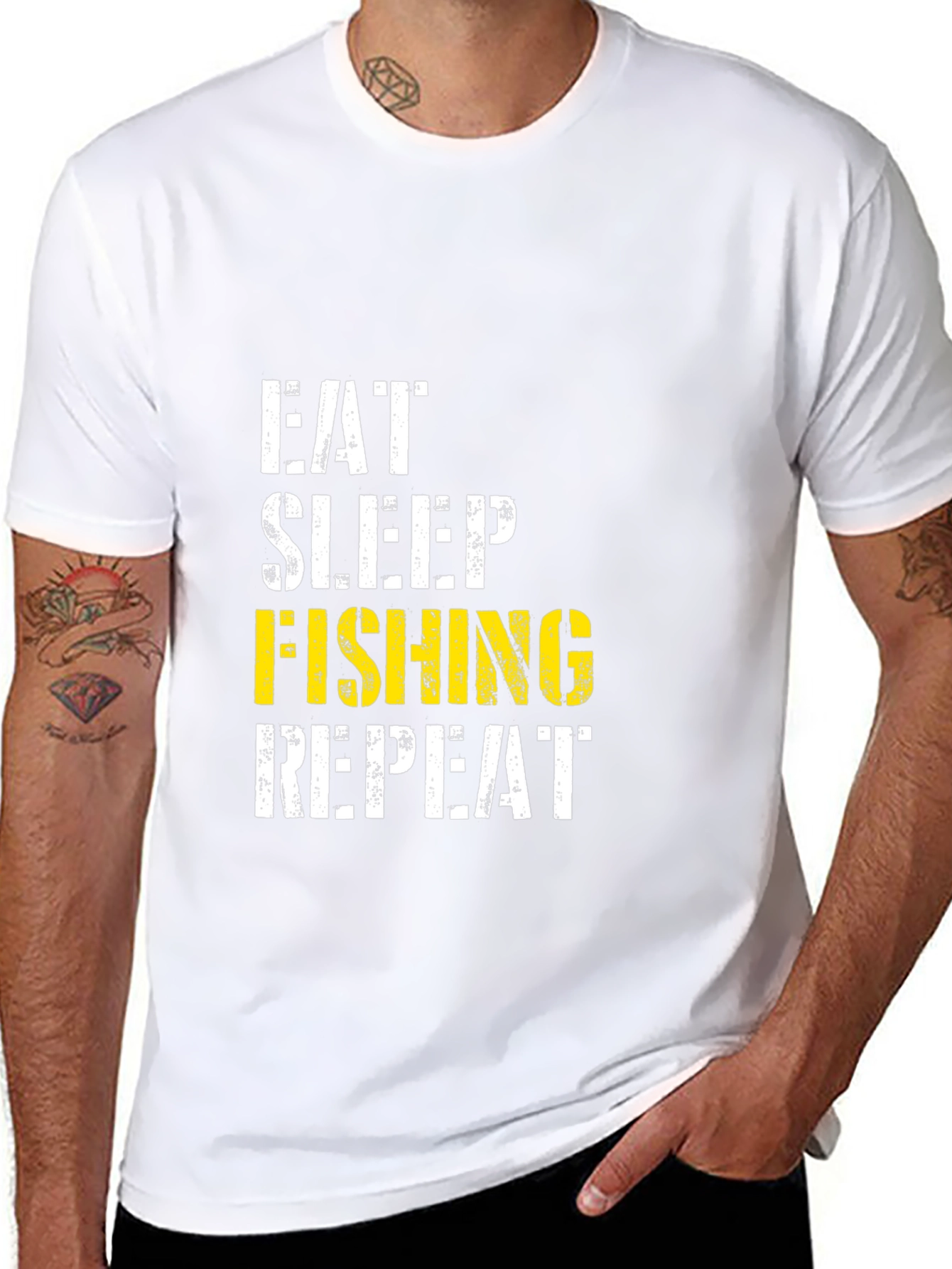 Black Eat Sleep Fishing Repeat - Men's Graphic Tee view 8