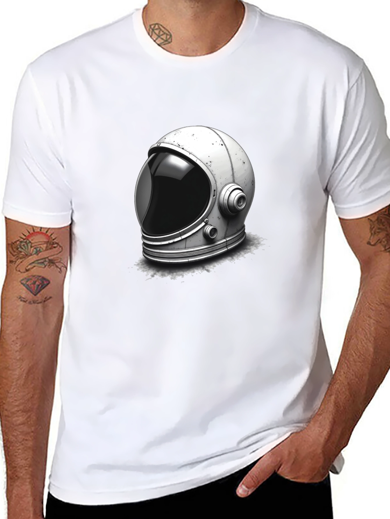 Black Astronaut Helmet Graphic Tee - Space Exploration T-Shirt view 8