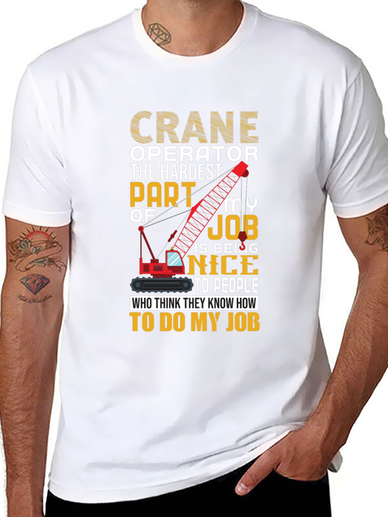 Black Crane Operator Funny Graphic T-Shirt view 8