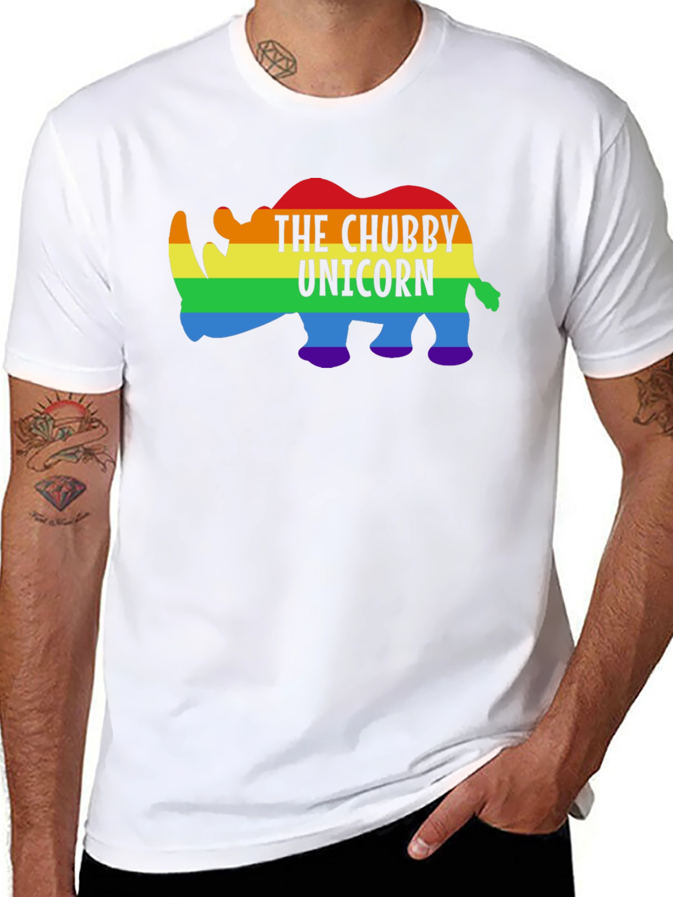 Black Chubby Unicorn Rainbow Graphic Tee view 8