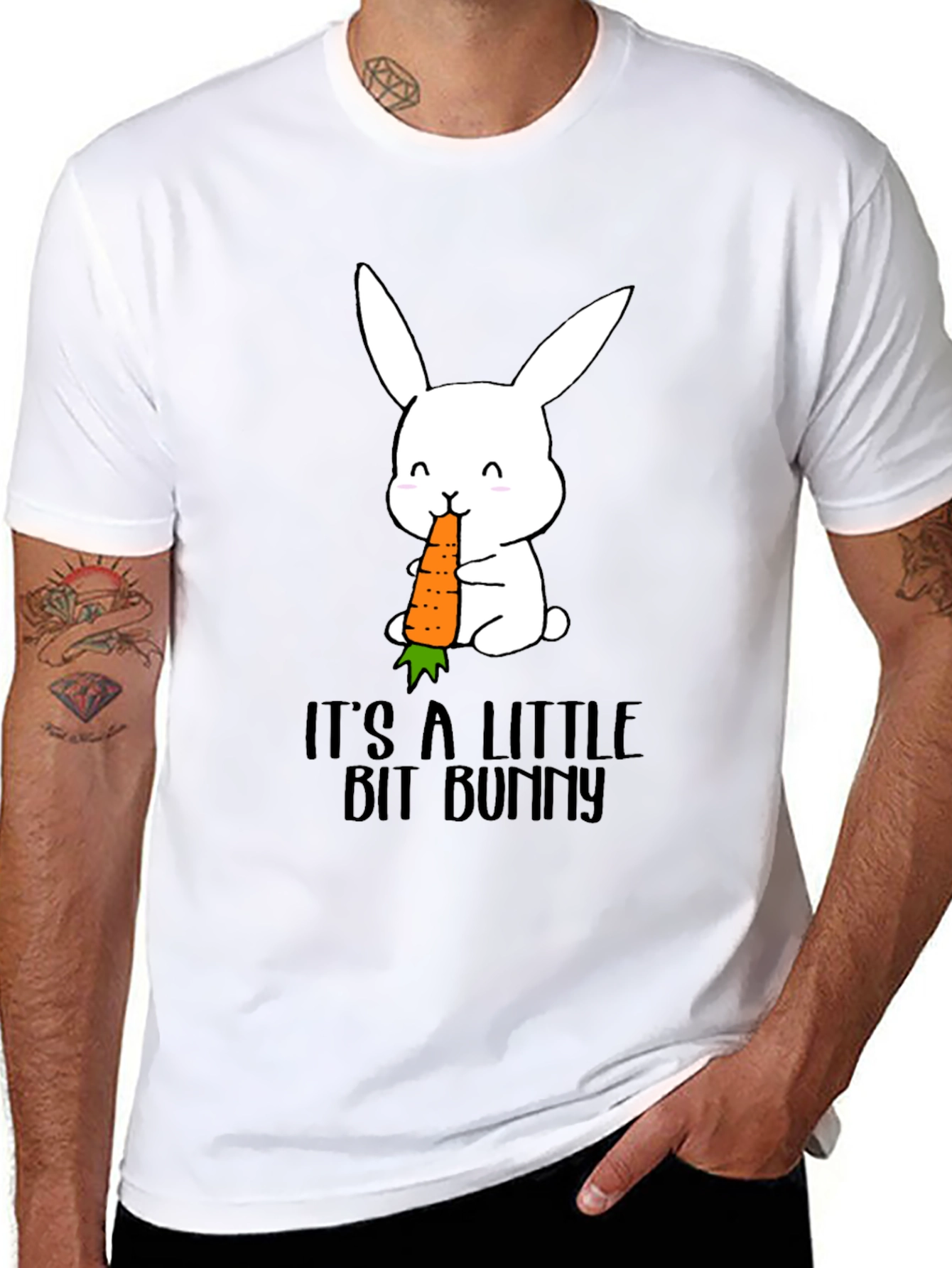Black It's A Little Bit Bunny T-Shirt view 8