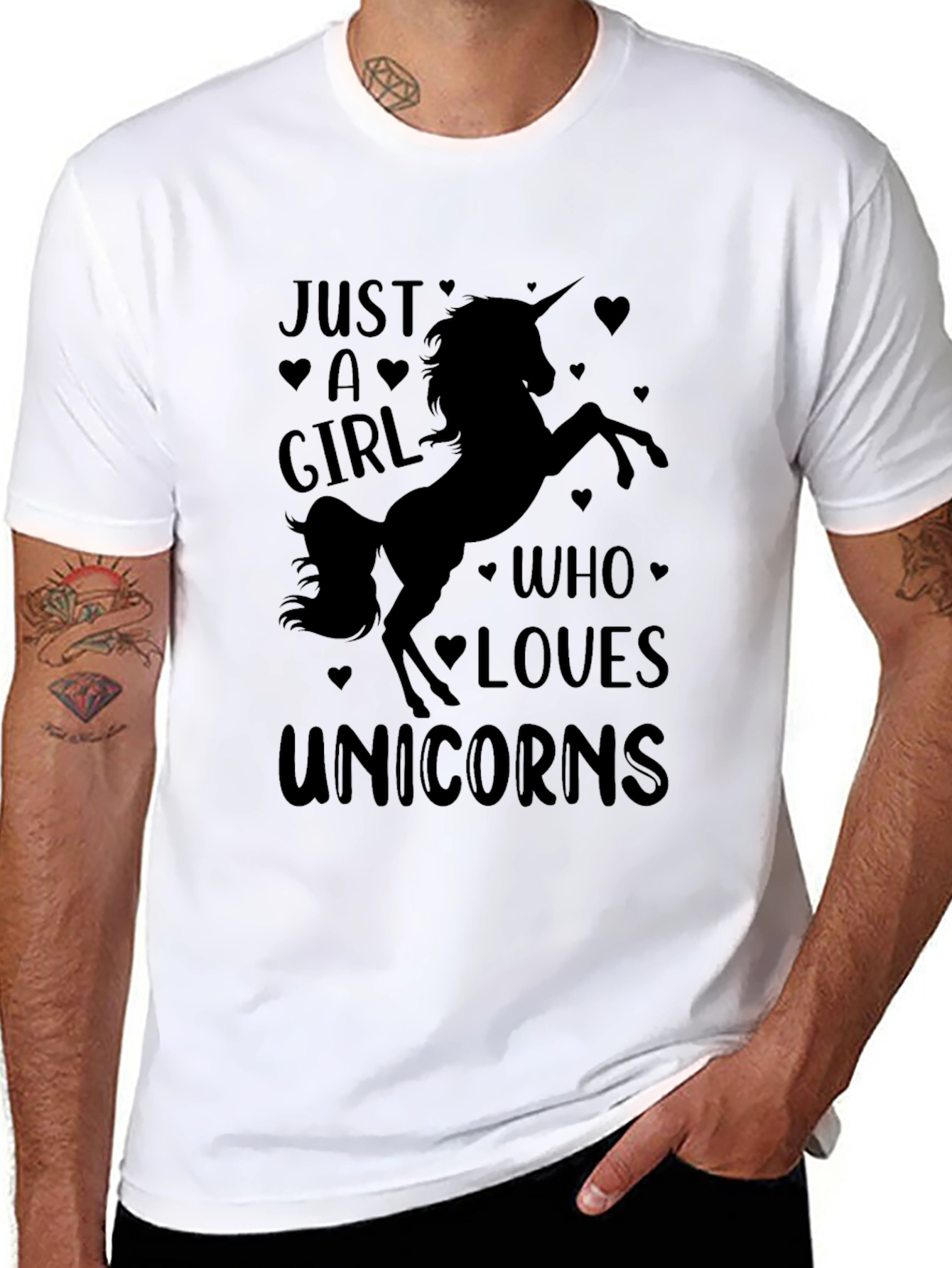 Black Just A Girl Who Loves Unicorns Graphic Tee view 8