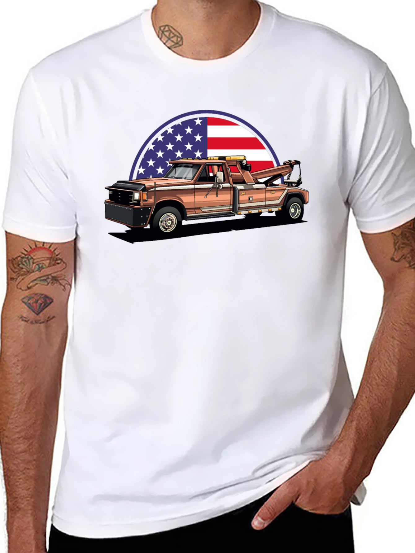Black American Tow Truck Graphic Tee view 8