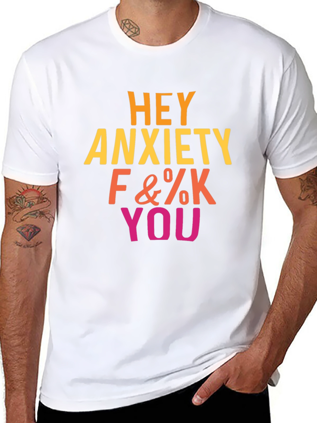 Black Hey Anxiety T-Shirt view 8