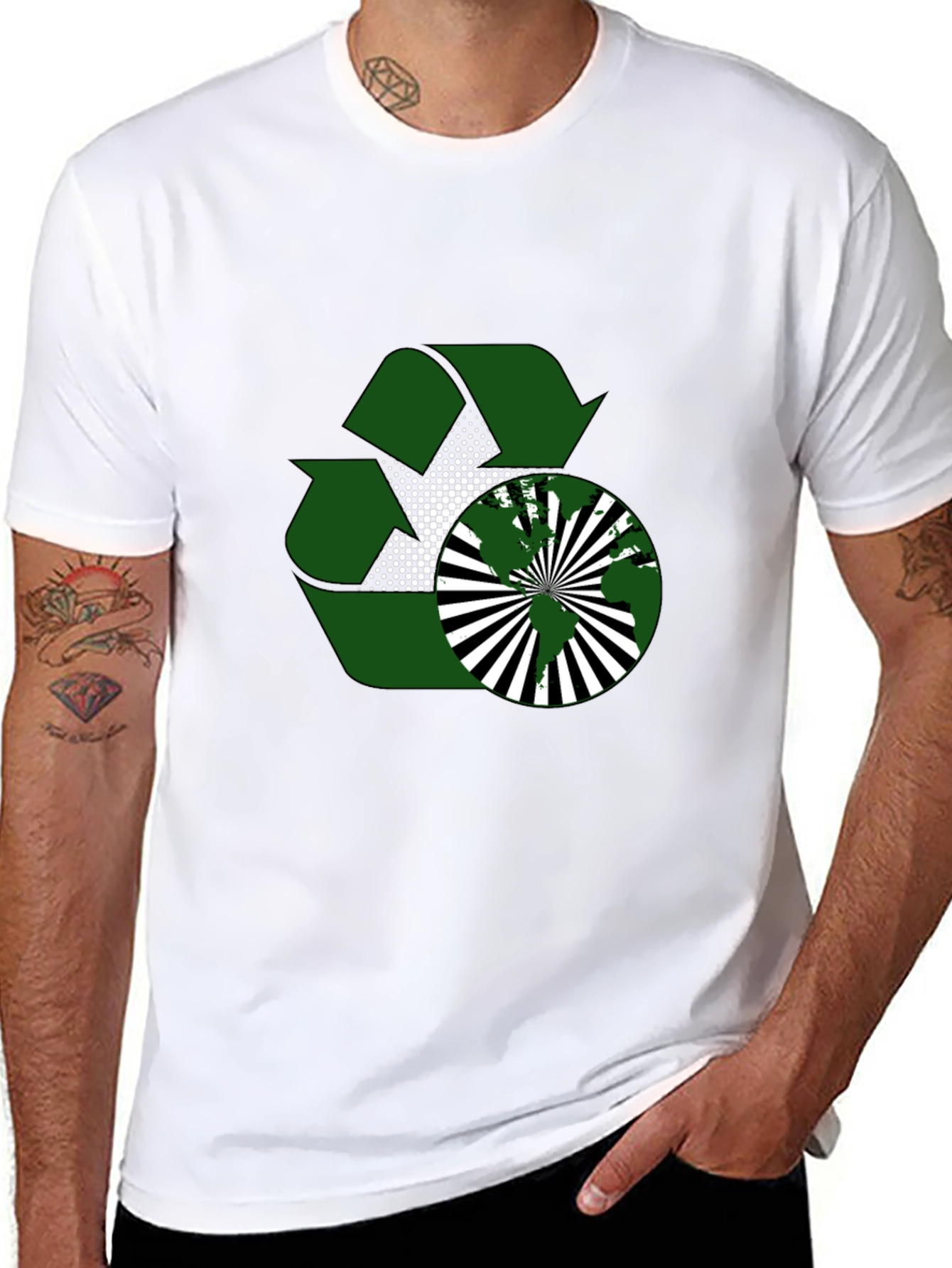 Black Eco-Friendly Recycle Design T-Shirt view 8
