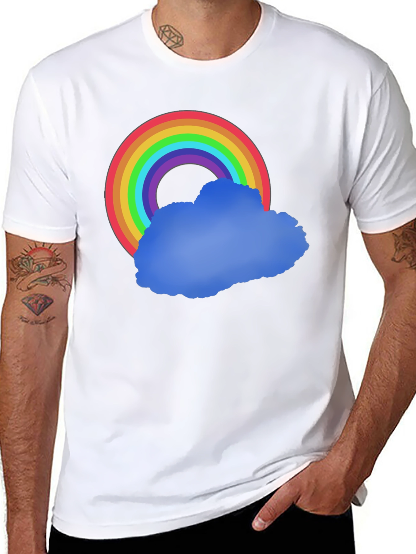 Black Rainbow Cloud Graphic Tee - Black Cotton Comfort view 8