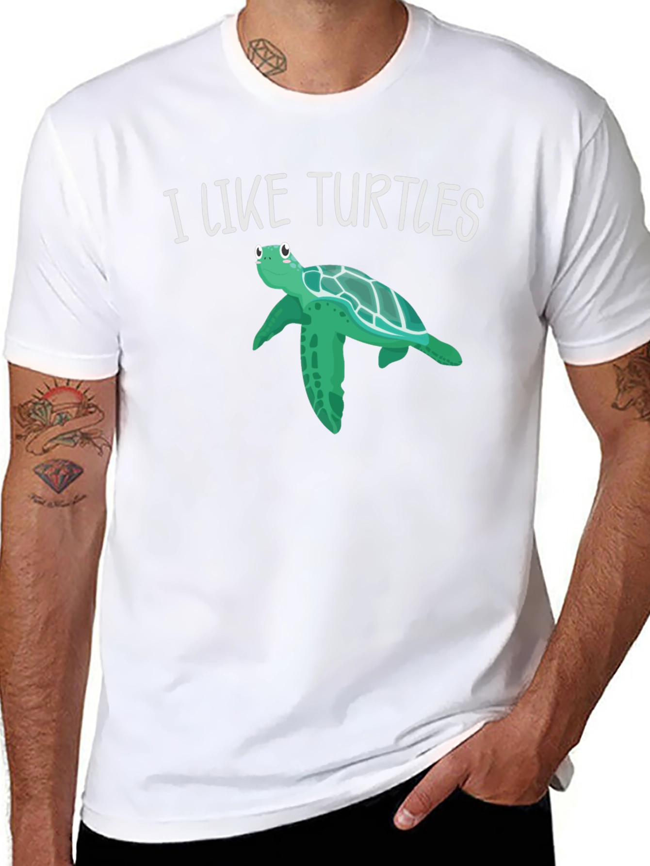 Black I Like Turtles Graphic Tee - Black view 8