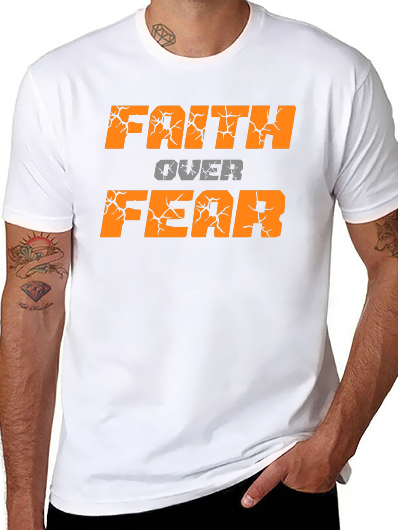 Black Faith Over Fear Black T-Shirt view 8