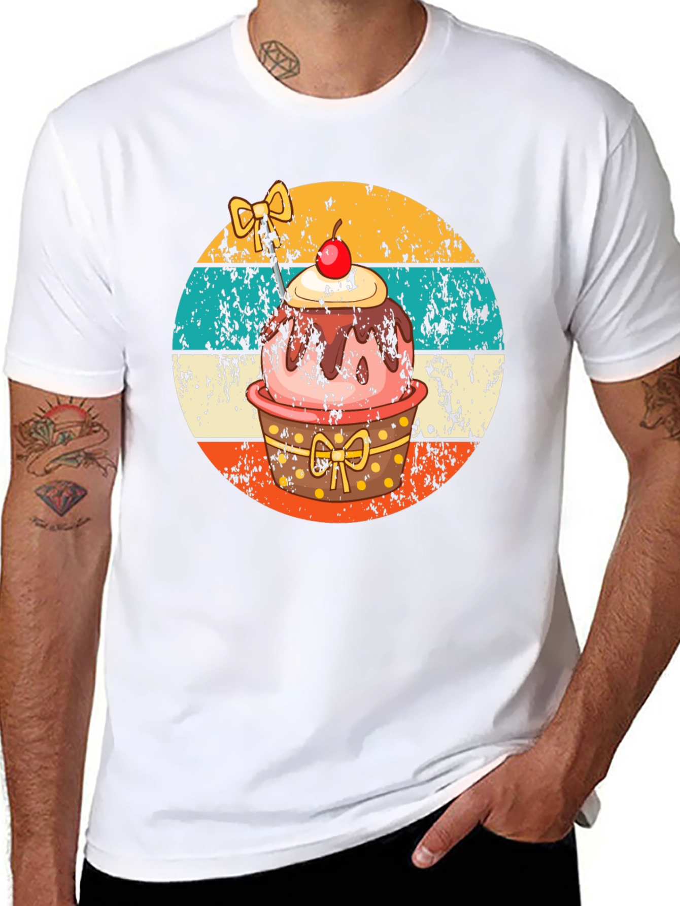 Black Retro Cupcake T-Shirt - Sweet Treat Design view 8
