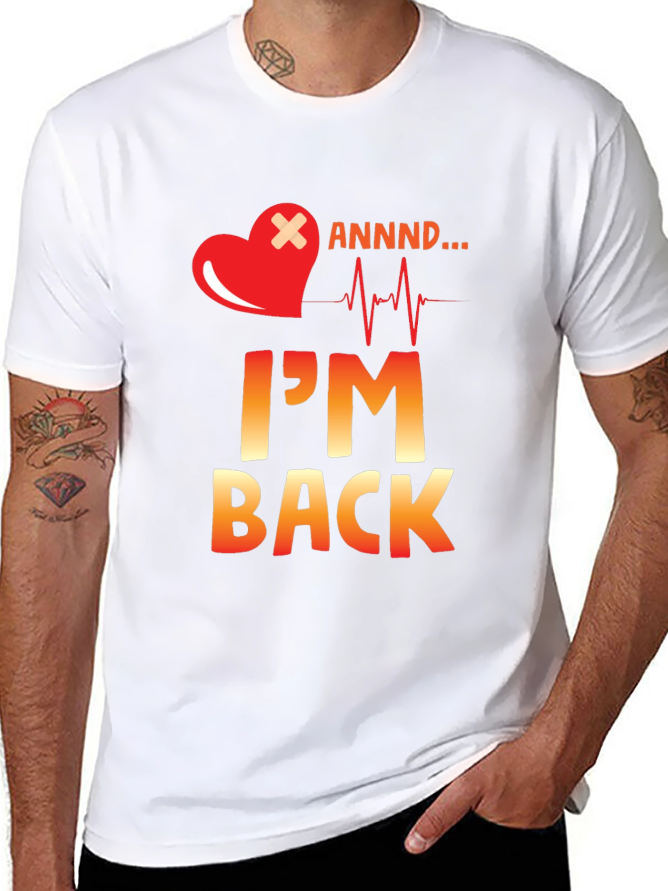 Black I'm Back Heartbeat Graphic Tee view 8