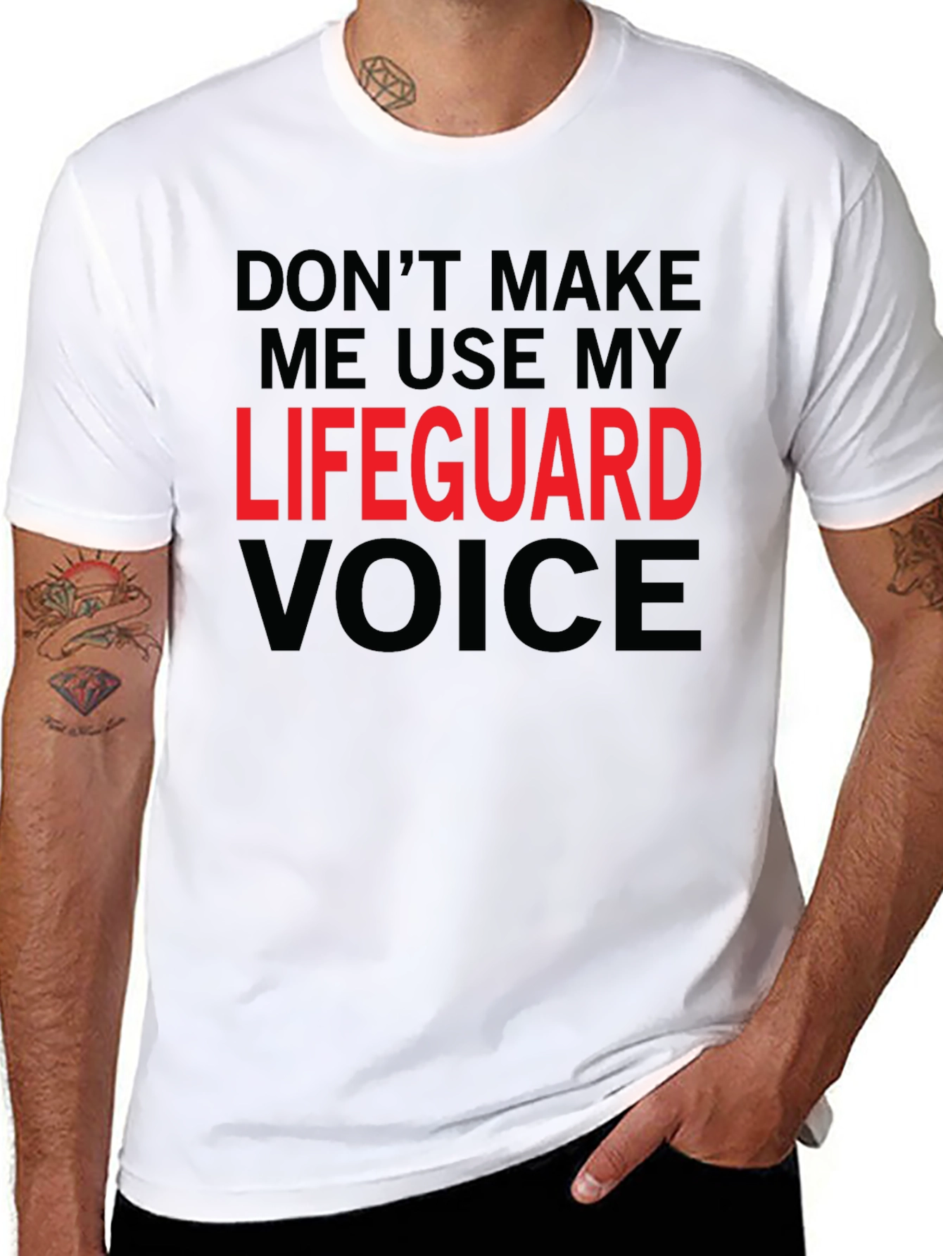 Black Lifeguard Voice T-Shirt - Funny Sarcastic Tee view 8