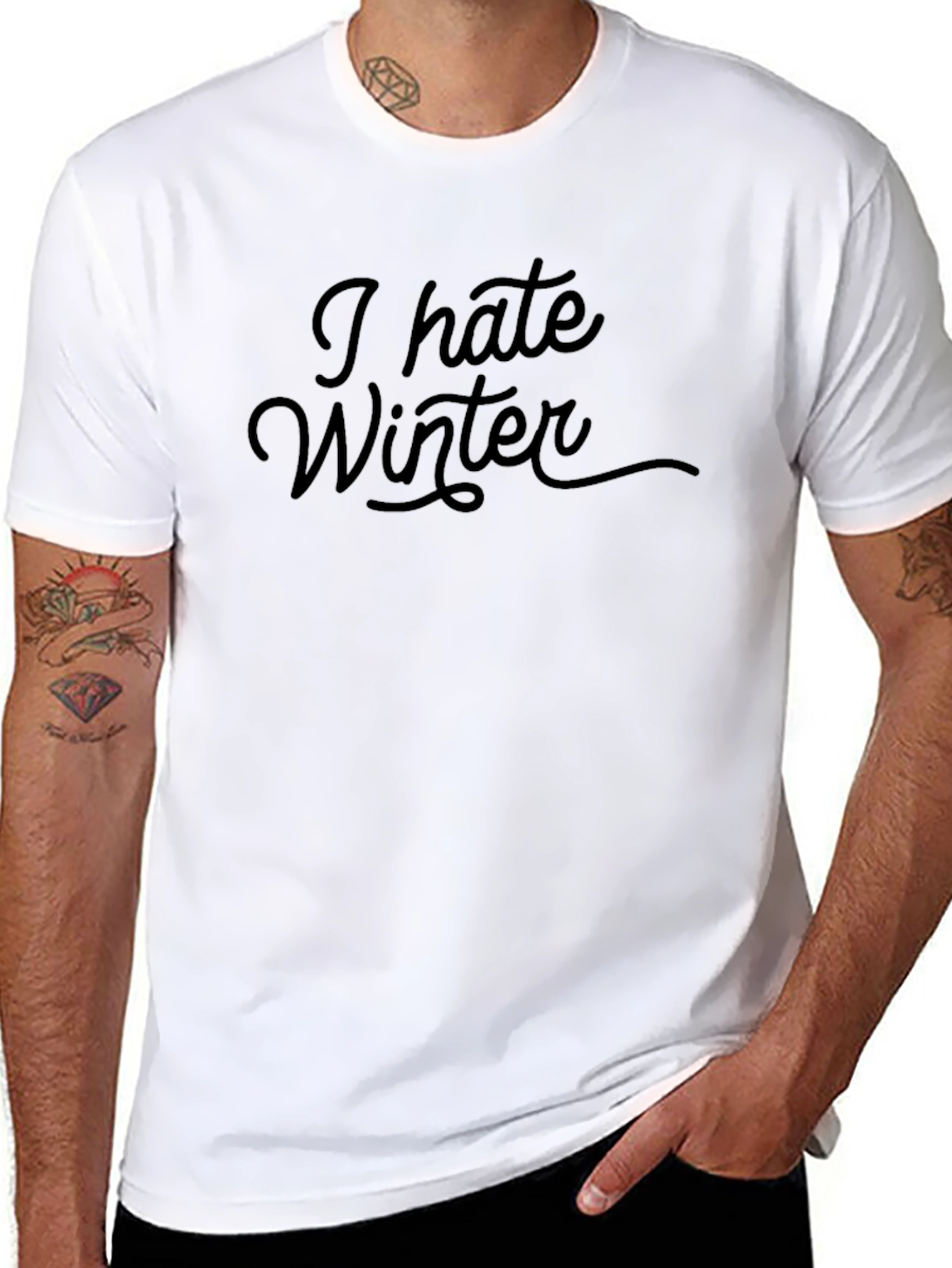 Black I Hate Winter Graphic Tee - Stylish Black T-Shirt view 8