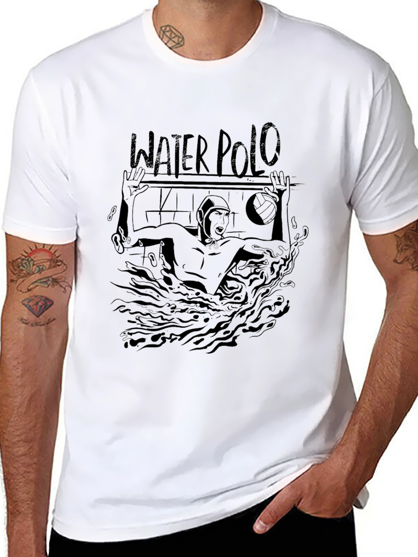 Black Water Polo Graphic T-Shirt for Athletes view 8