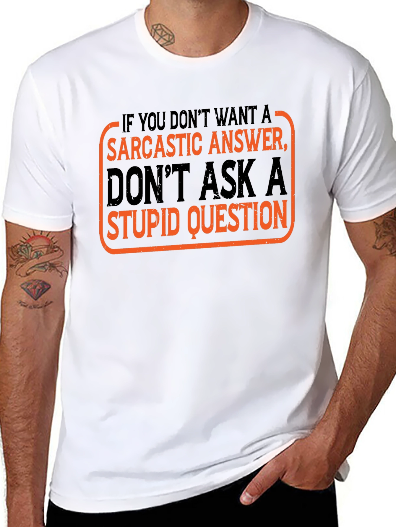 Black Sarcastic Answer Black T-Shirt view 8