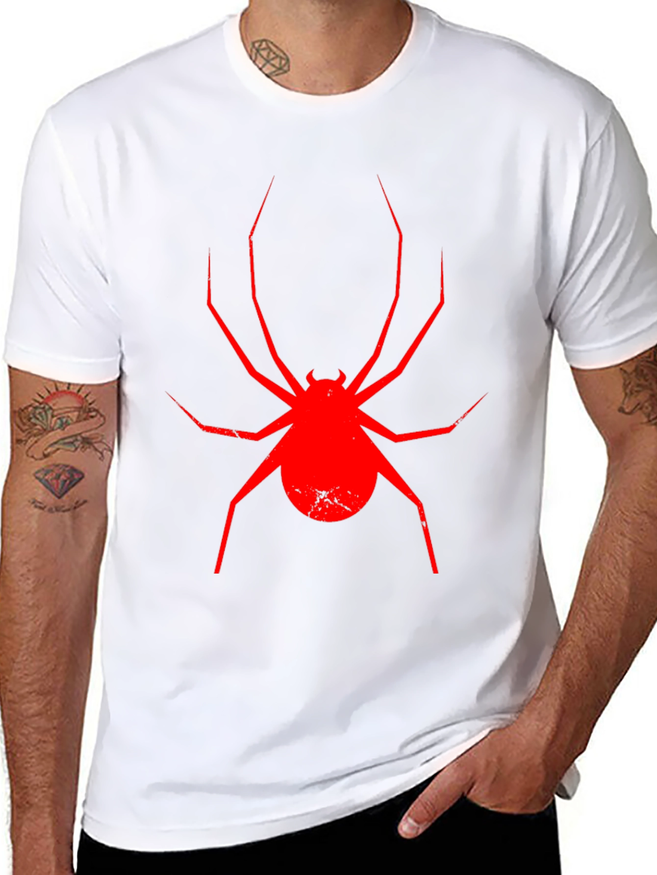 Red Spider Graphic Black T-Shirt - 8