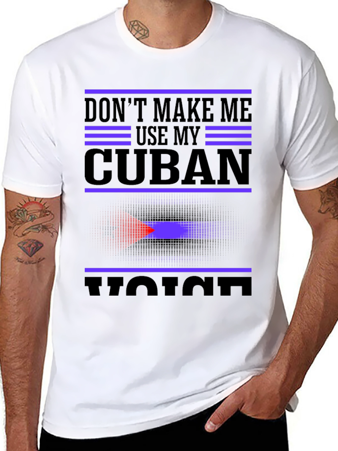 Black Cuban Voice Graphic T-Shirt - Novelty Tee view 8
