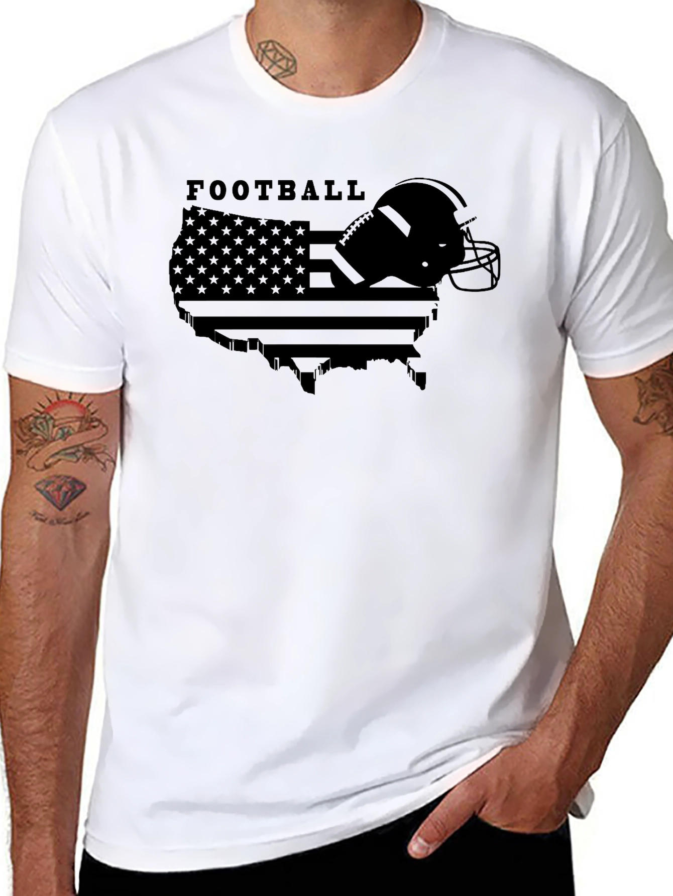 Black American Football USA Map Graphic T-Shirt view 8