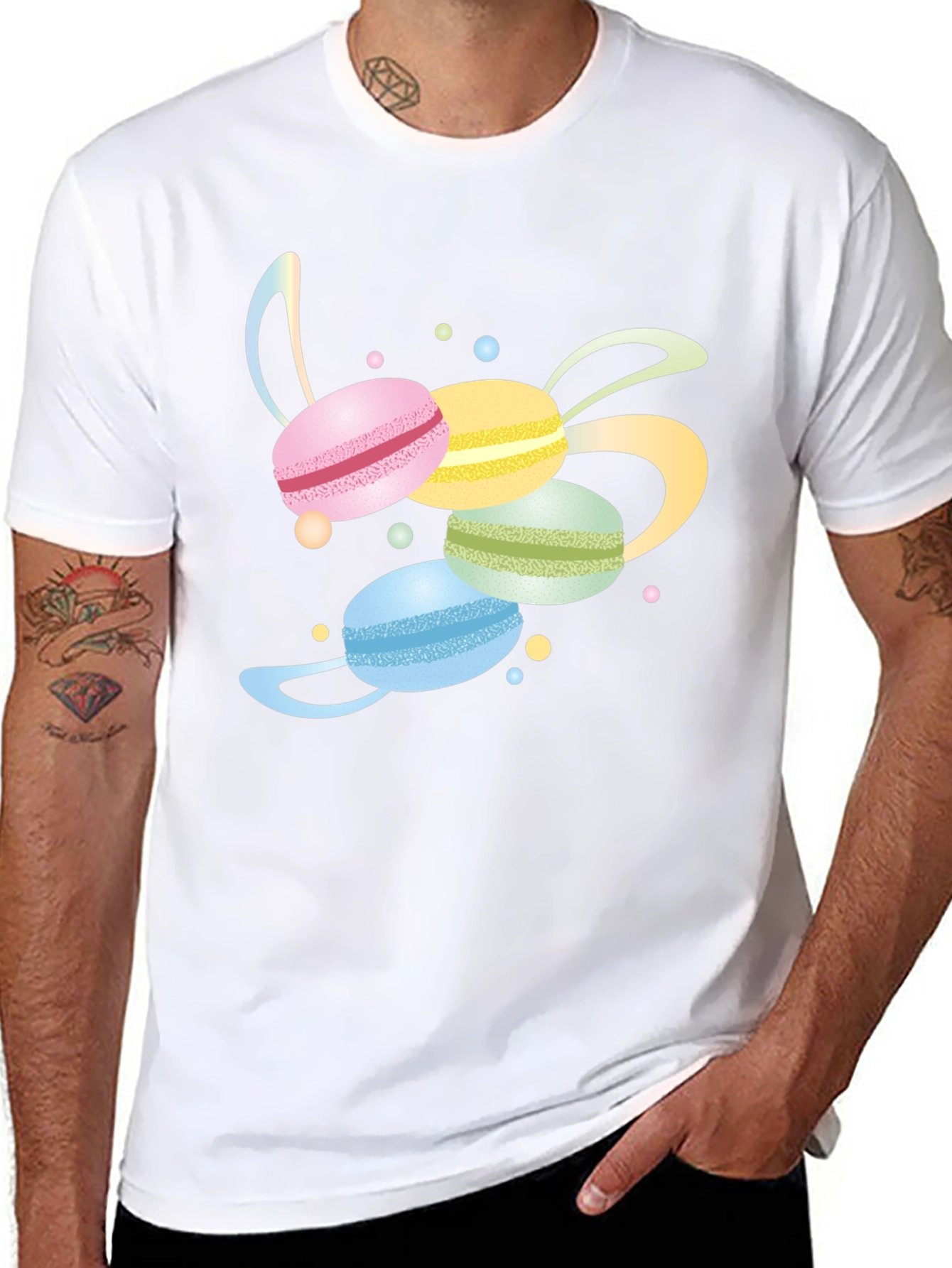 Black Macaron T-Shirt - Sweet Treat Design view 8