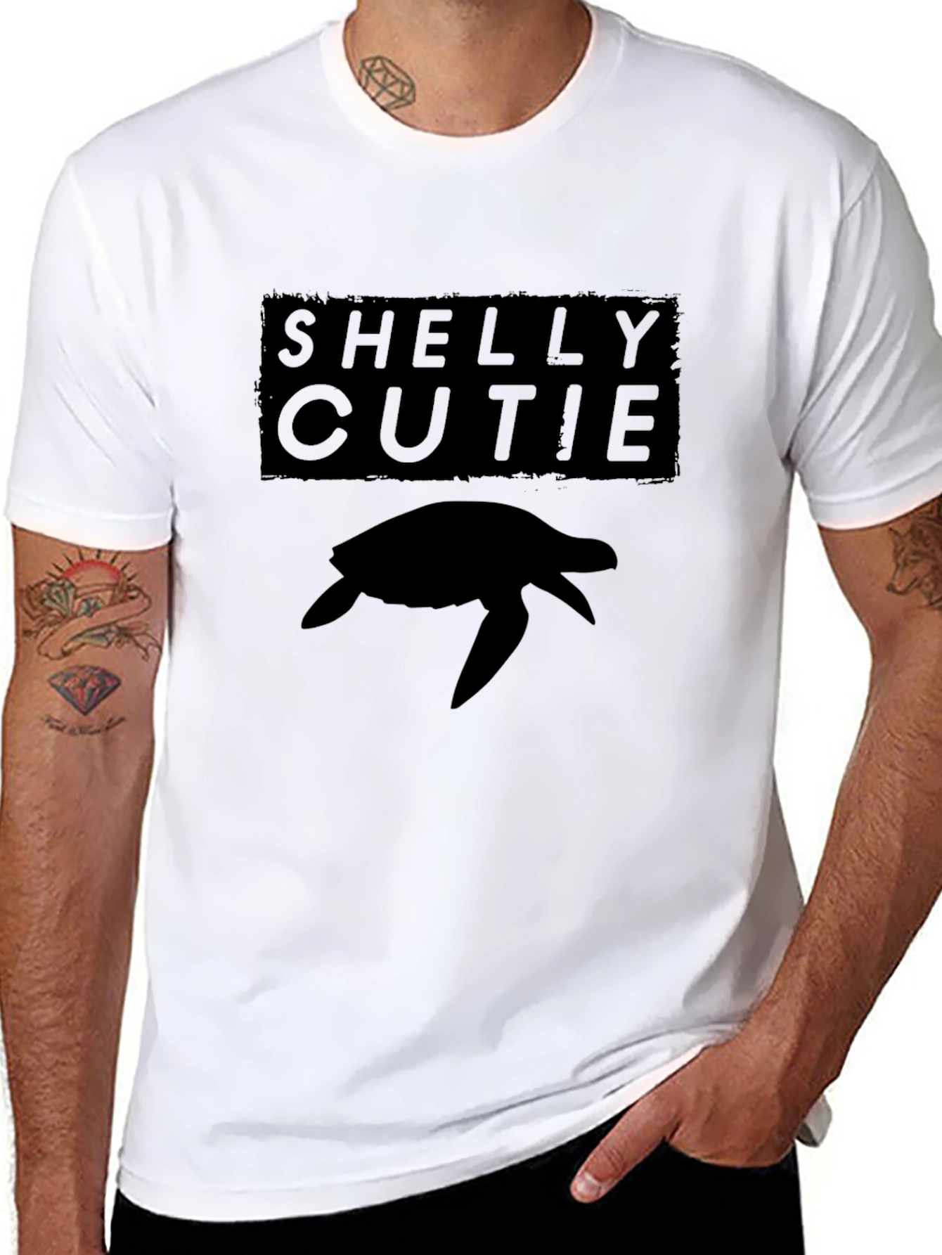 Black Shelly Cutie Turtle Graphic Tee - Black Casual T-Shirt view 8