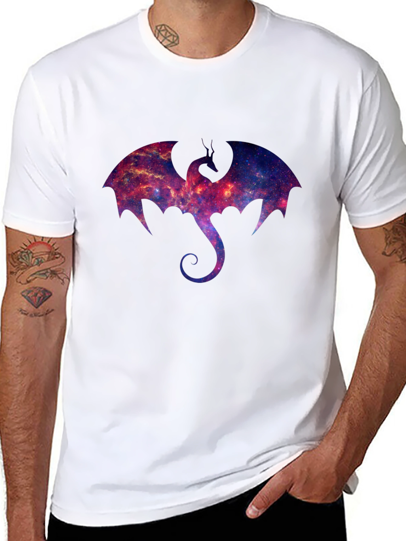 Black Galaxy Dragon Graphic T-Shirt view 8