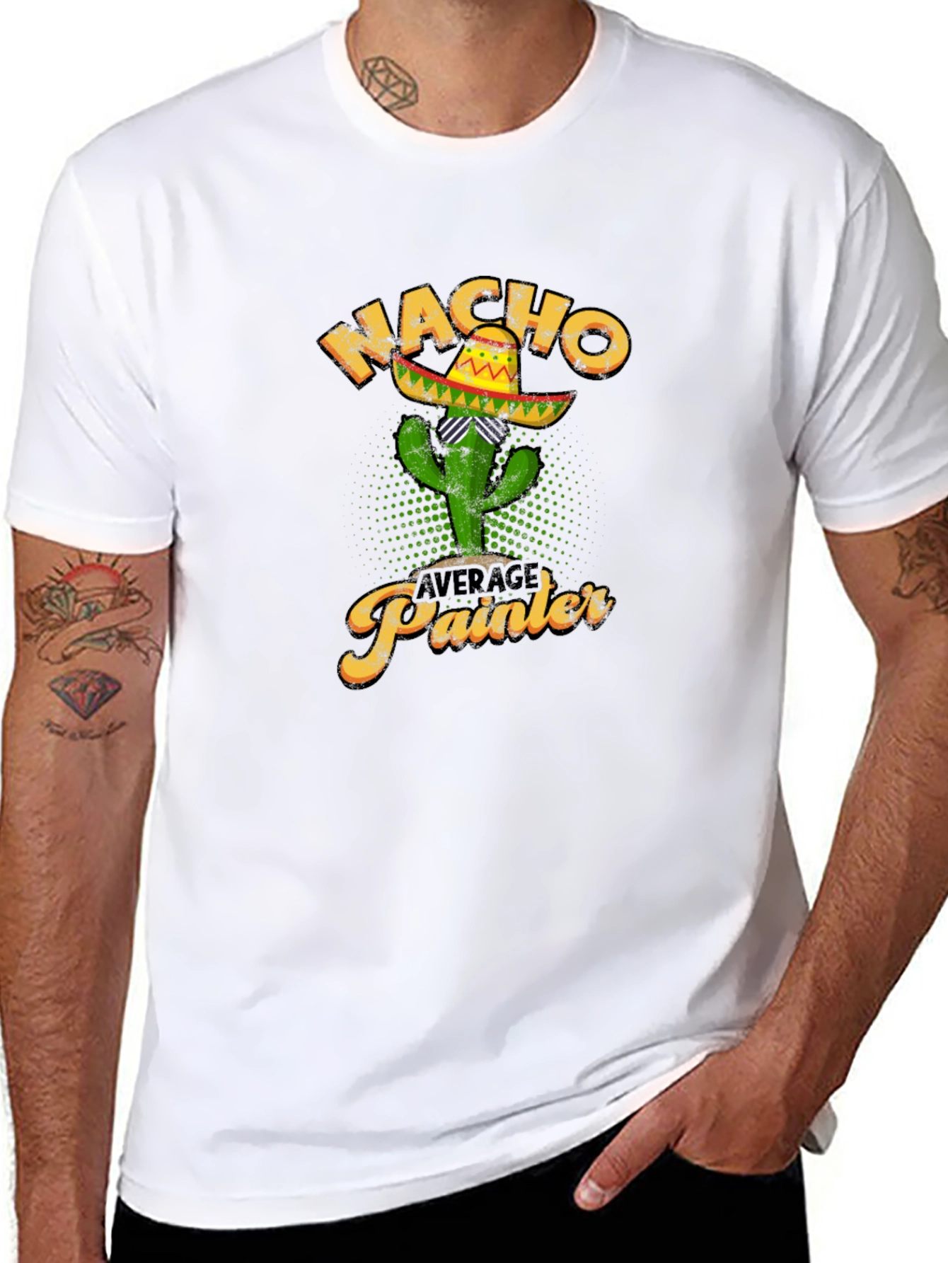 Black Nacho Average Painter Cactus T-Shirt view 8