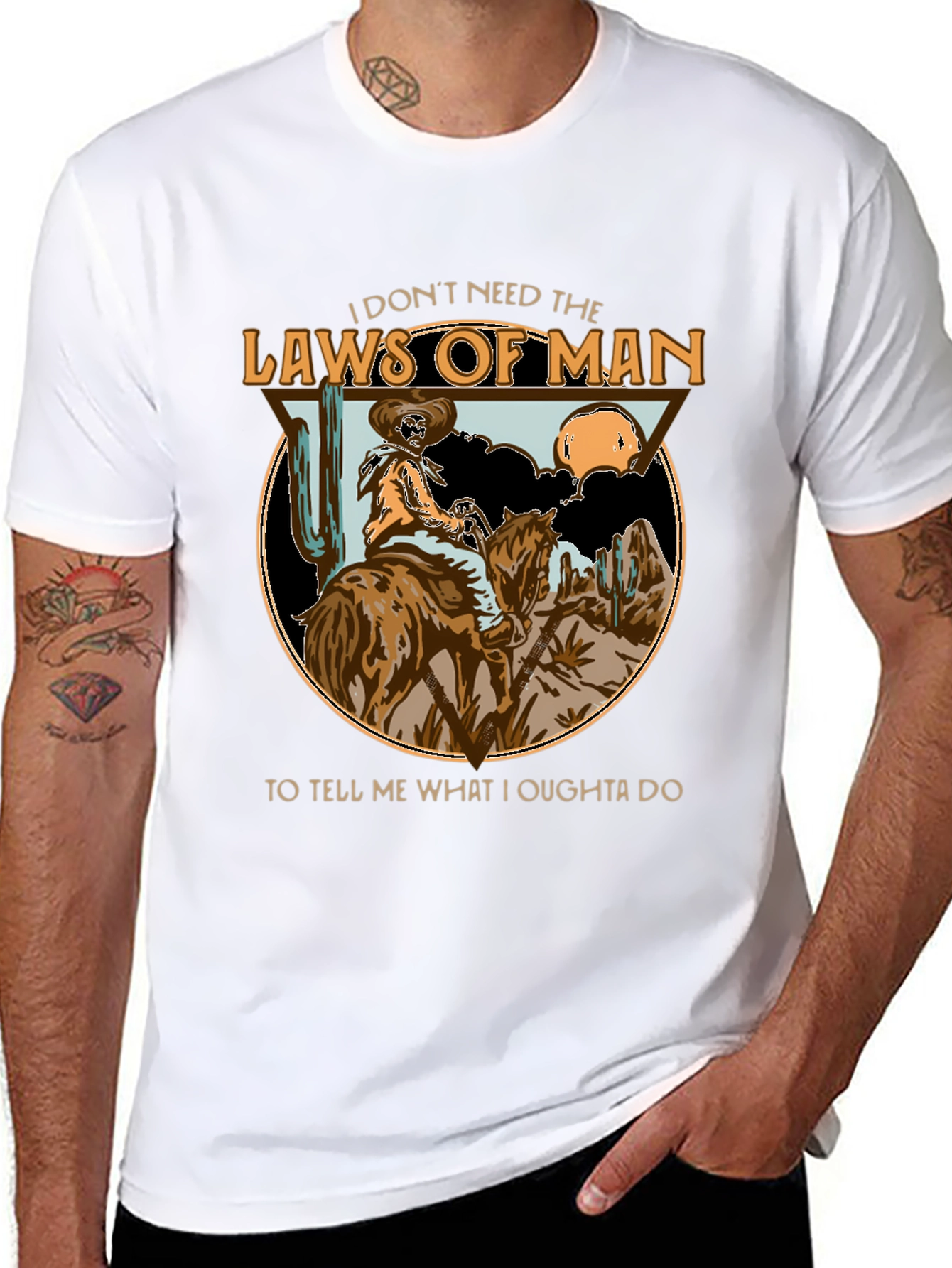 Black Cowboy Laws of Man T-Shirt view 8