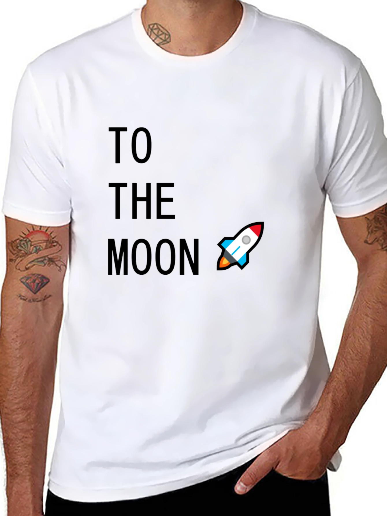 Black To The Moon Graphic Tee - Crypto Rocket T-Shirt view 8
