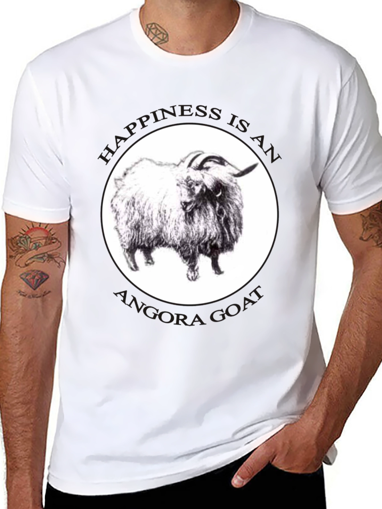 Black Angora Goat Happiness Black T-Shirt view 8