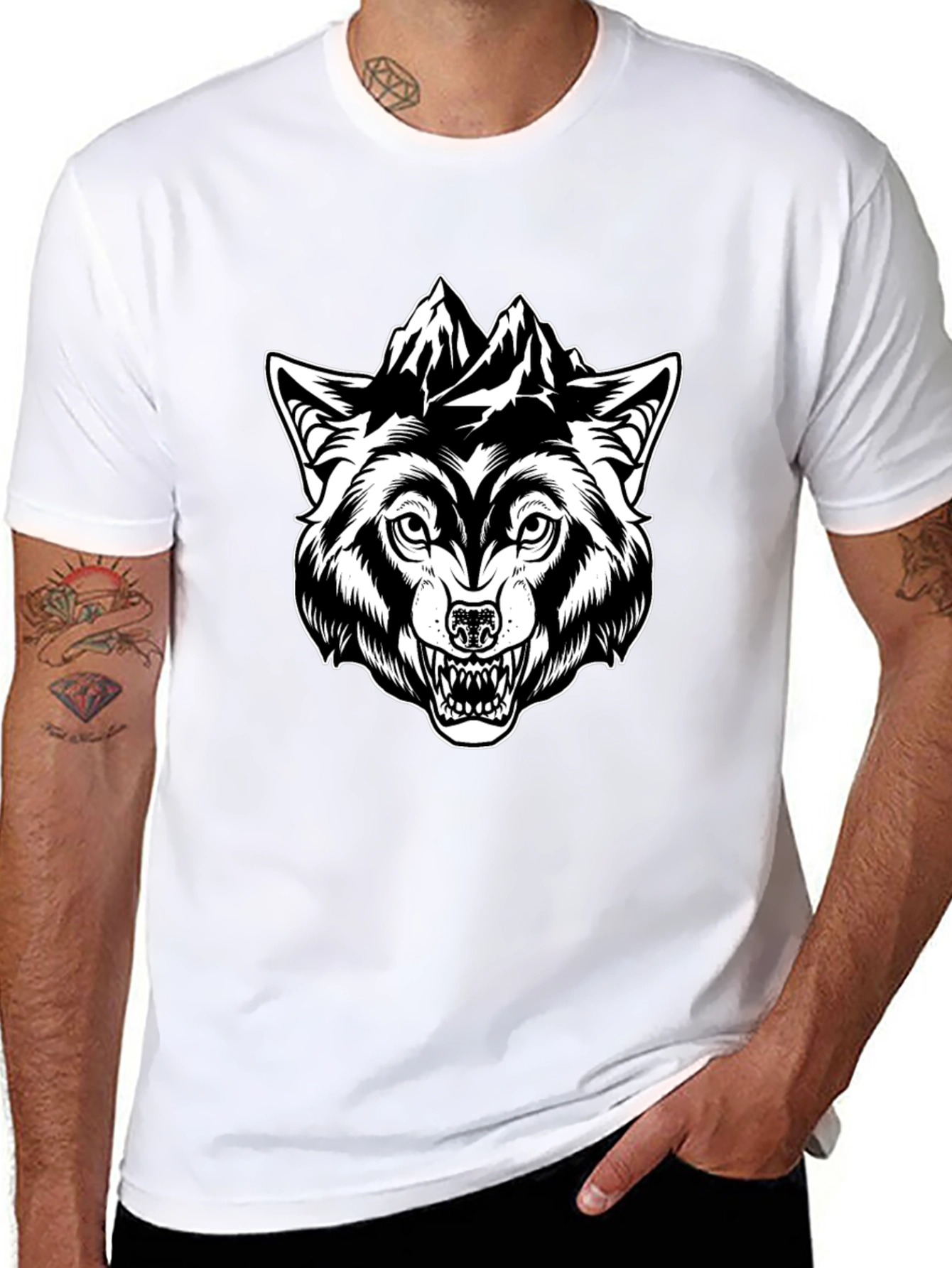 Black Wolf Mountain Graphic Tee - Black view 8