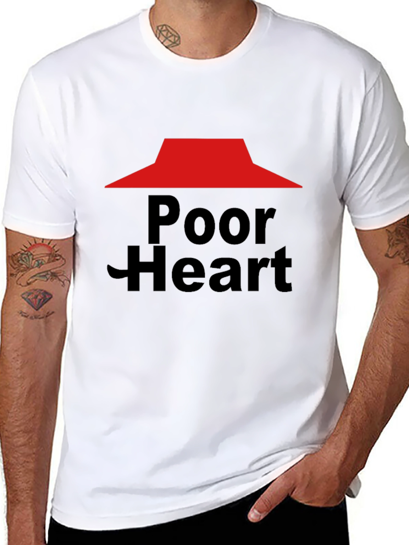 Black Poor Heart Funny Graphic T-Shirt view 8