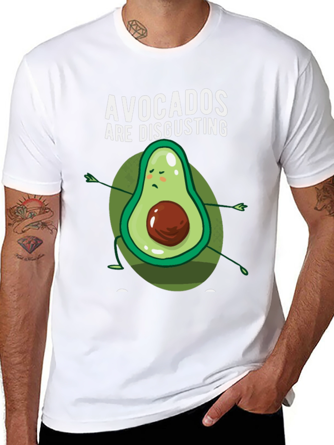 Black Funny Avocado Graphic Tee - 'Avocados Are Disgusting' T-Shirt view 8