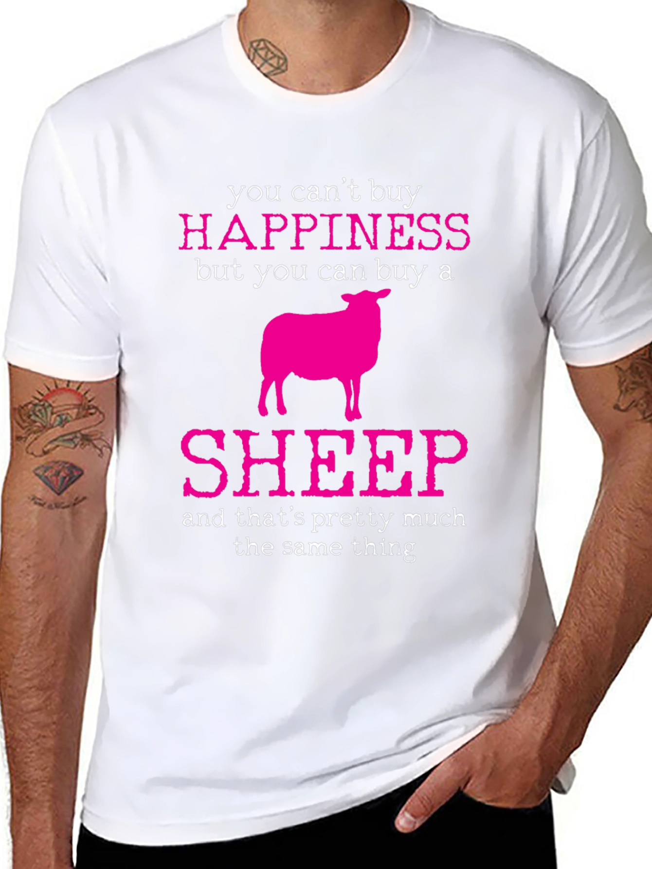 Black Happiness Sheep Graphic Tee view 8