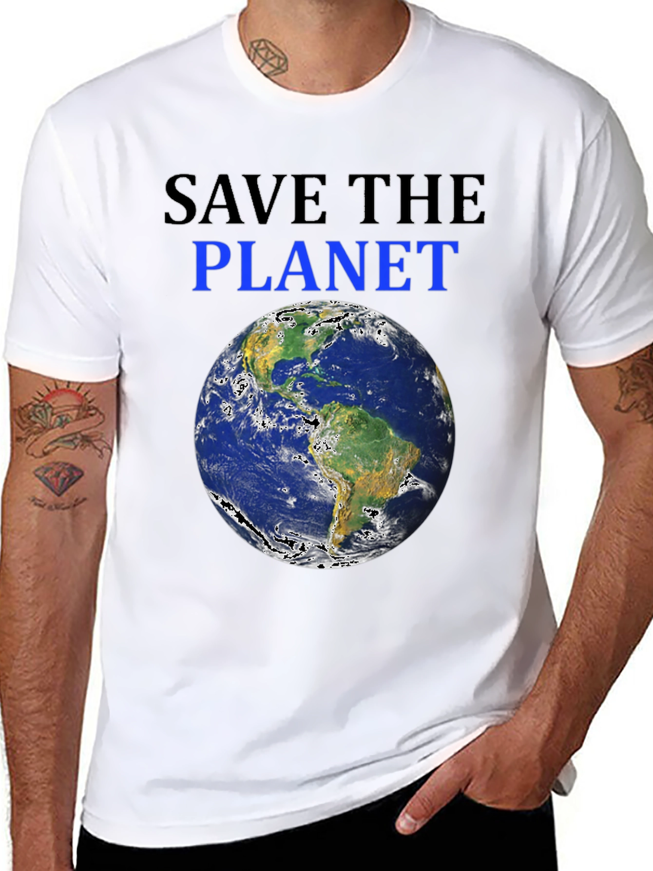 Black Save the Planet Earth Graphic T-Shirt view 8
