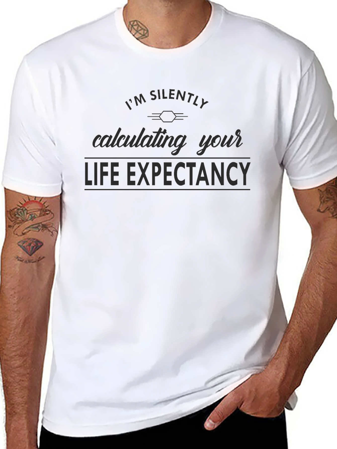 Black I'm Silently Calculating Your Life Expectancy T-Shirt view 8