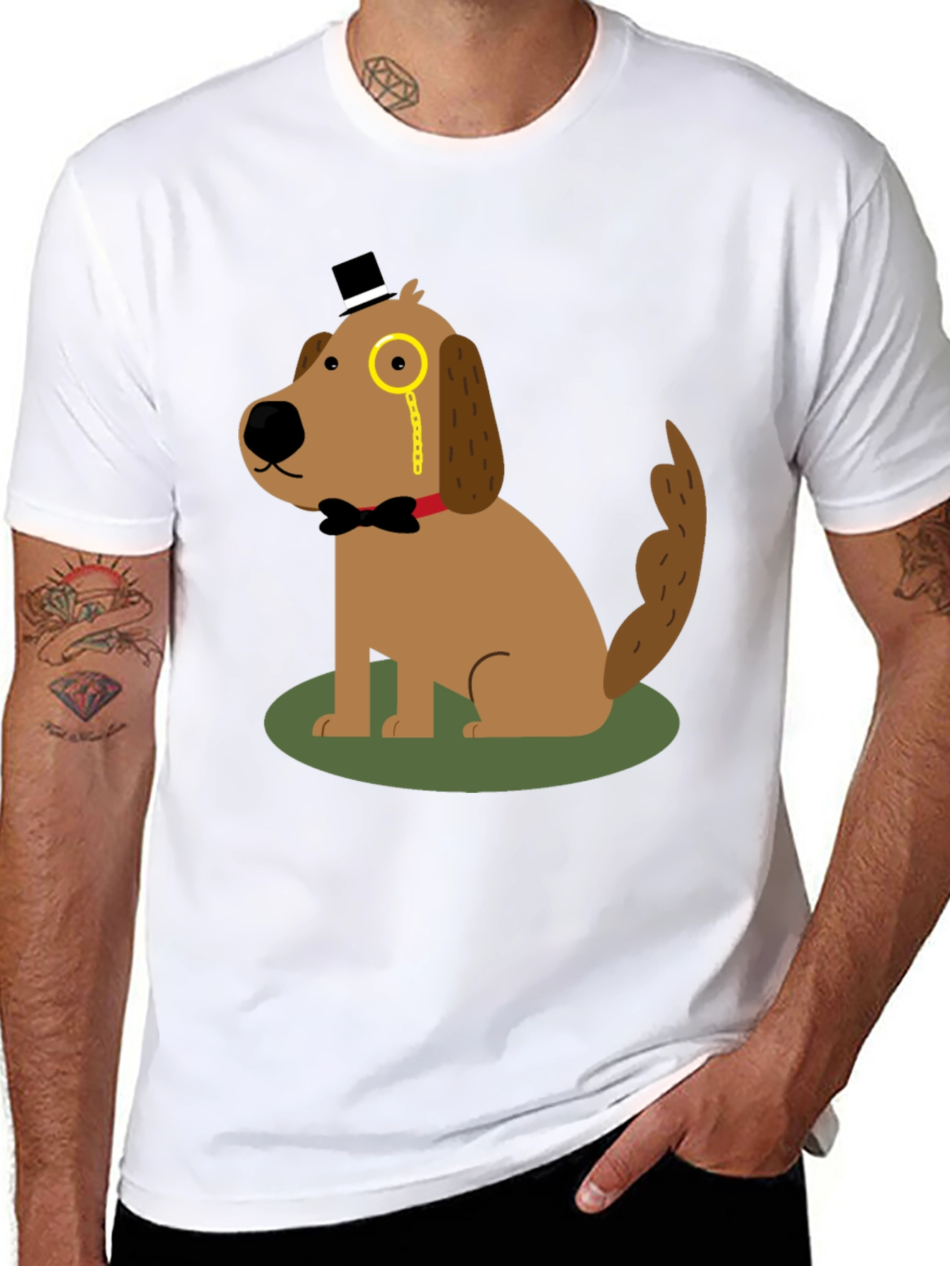Black Dapper Dog T-Shirt: Cartoon Gentleman view 8