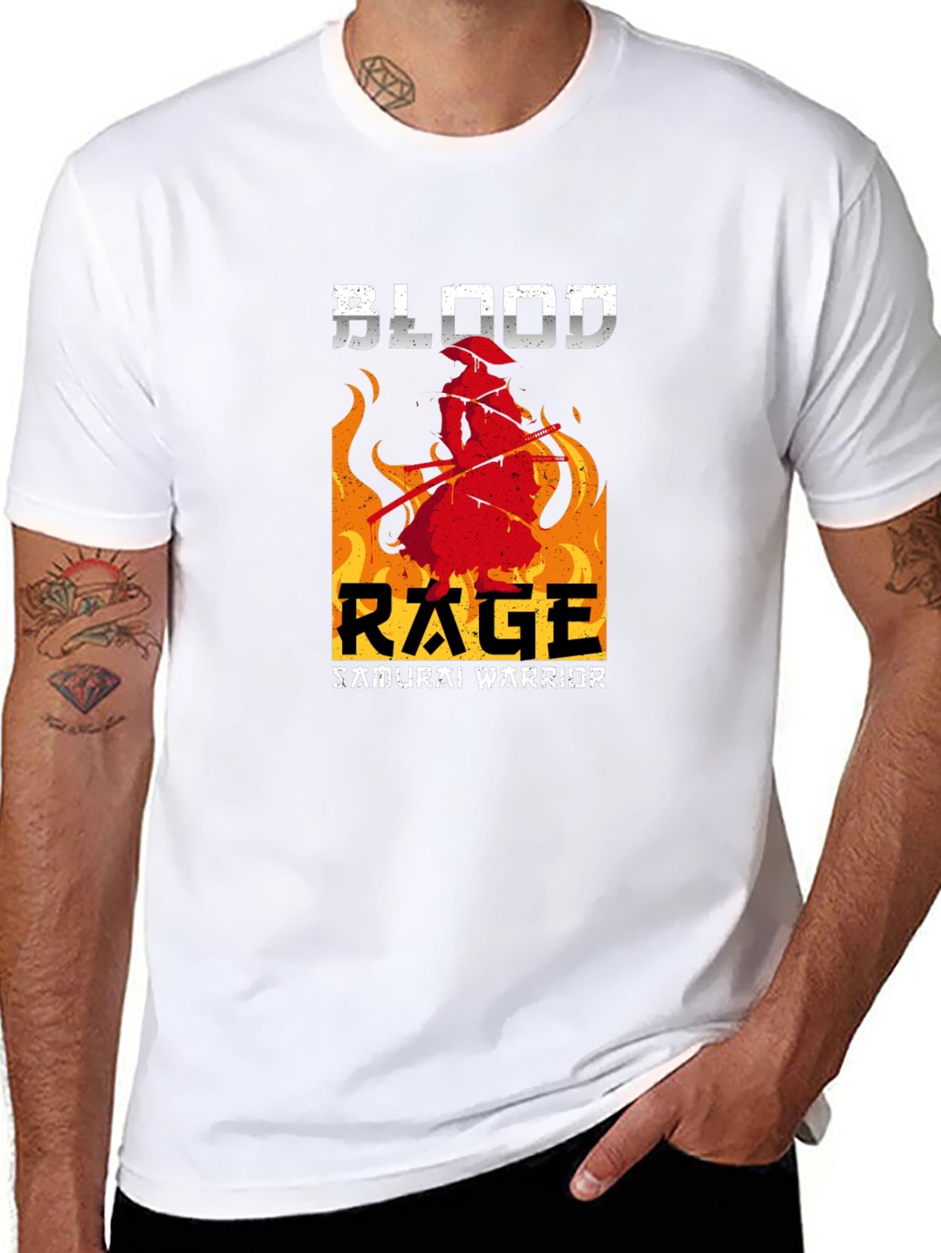 Black Blood Rage Samurai Warrior Graphic Tee view 8