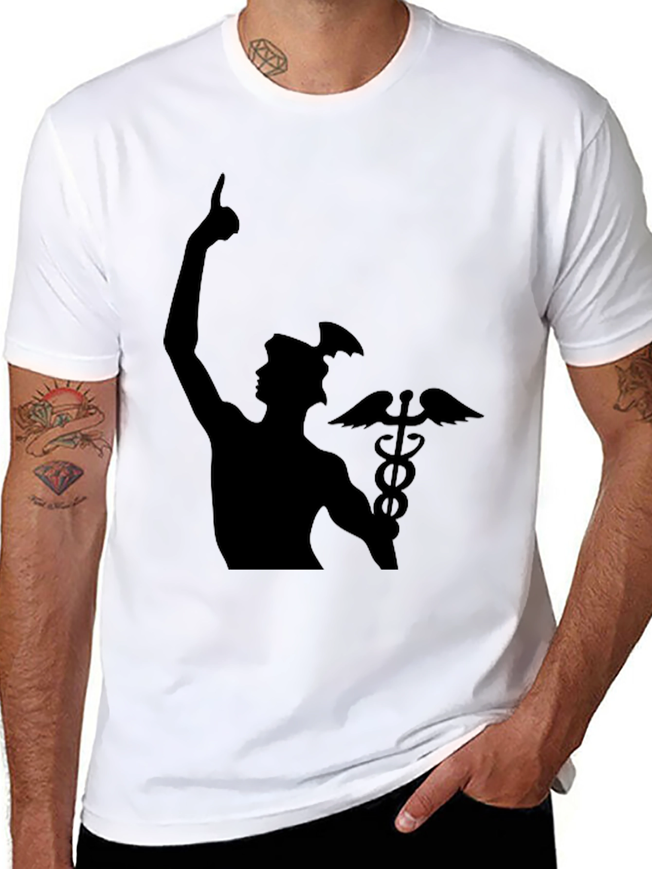 Black Mercury Caduceus Black T-Shirt view 8