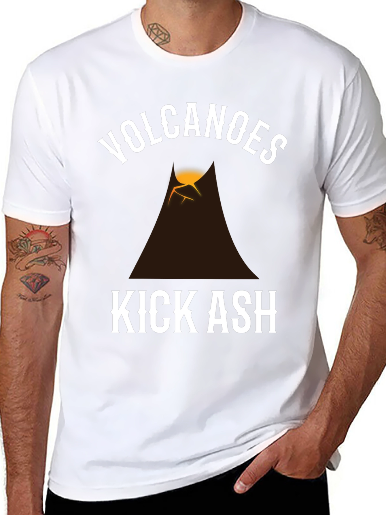 Black Volcanoes Kick Ash Graphic T-Shirt - Black view 8