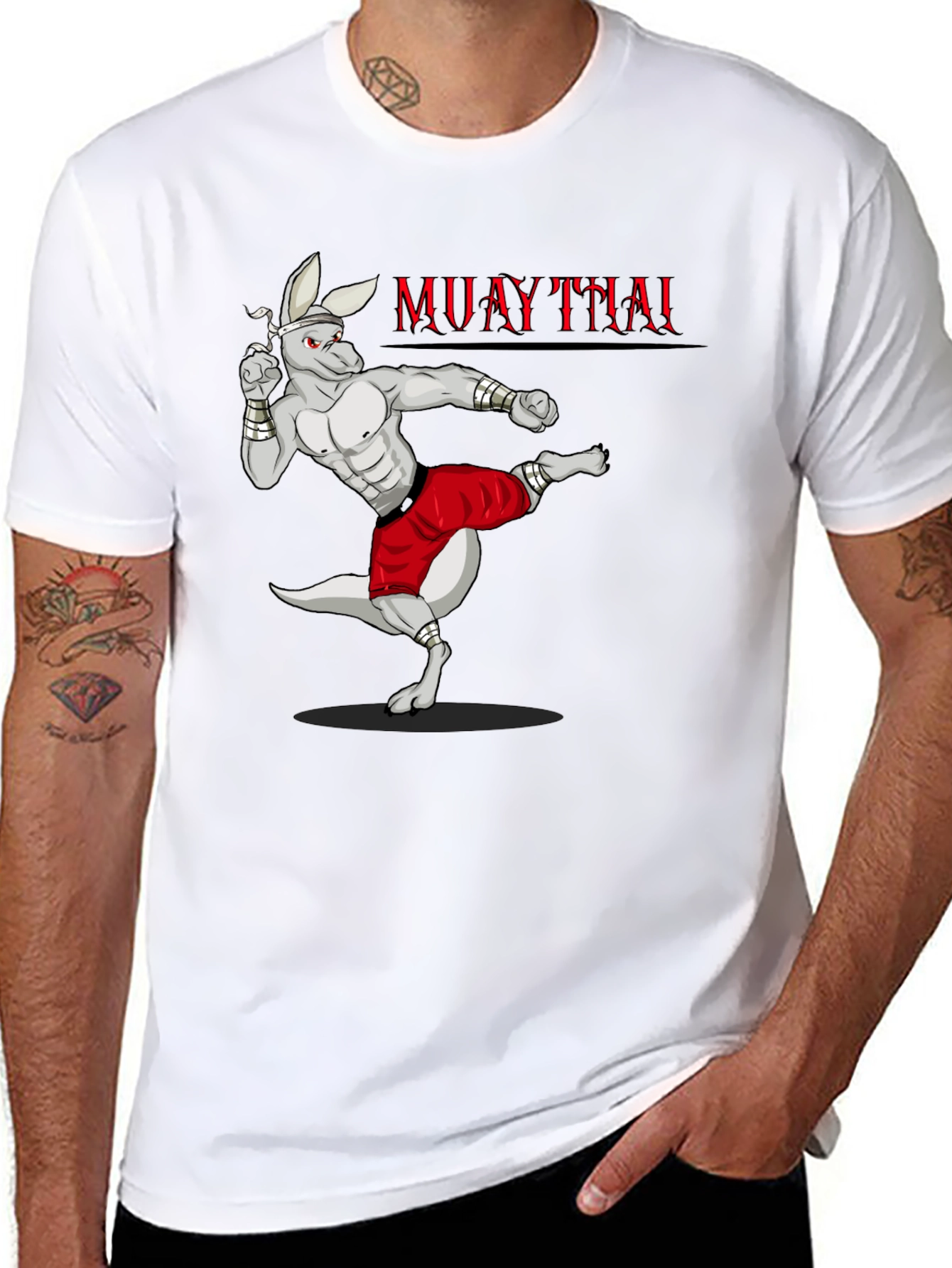 Black Muay Thai Kangaroo Graphic T-Shirt view 8