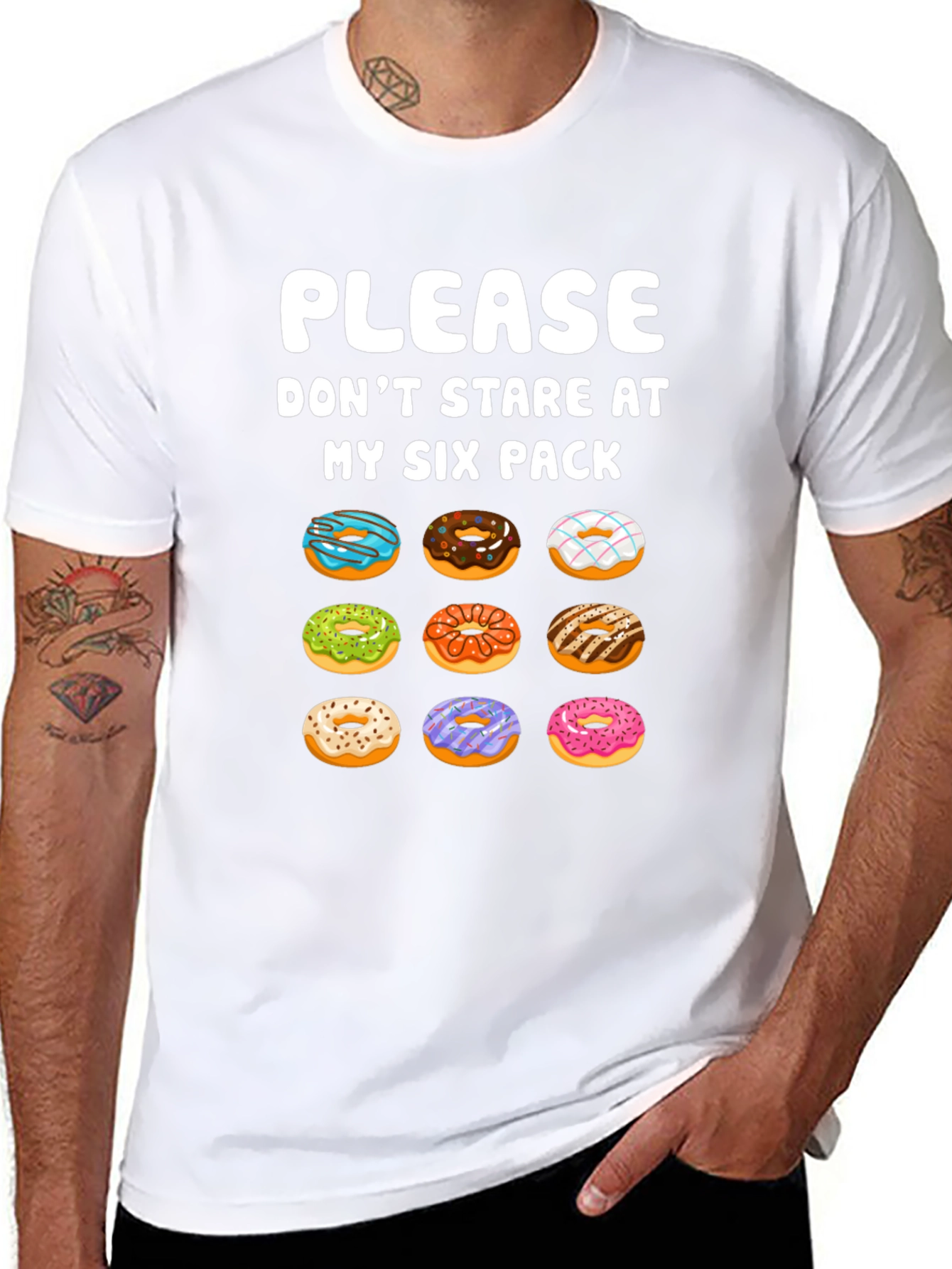 Black Funny Donut Six Pack T-Shirt view 8