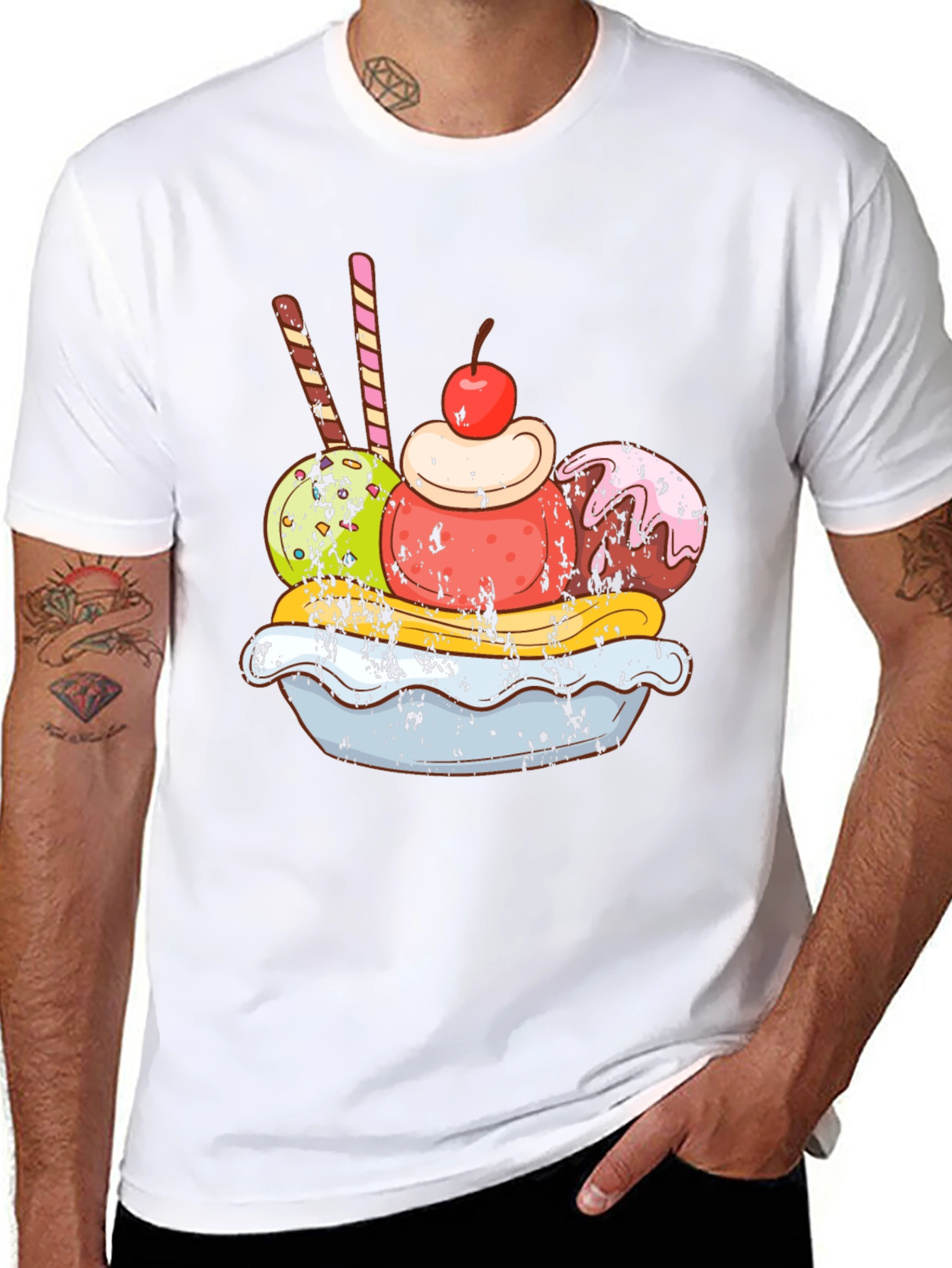 Black Ice Cream Sundae Graphic Tee - Tasty Design view 8