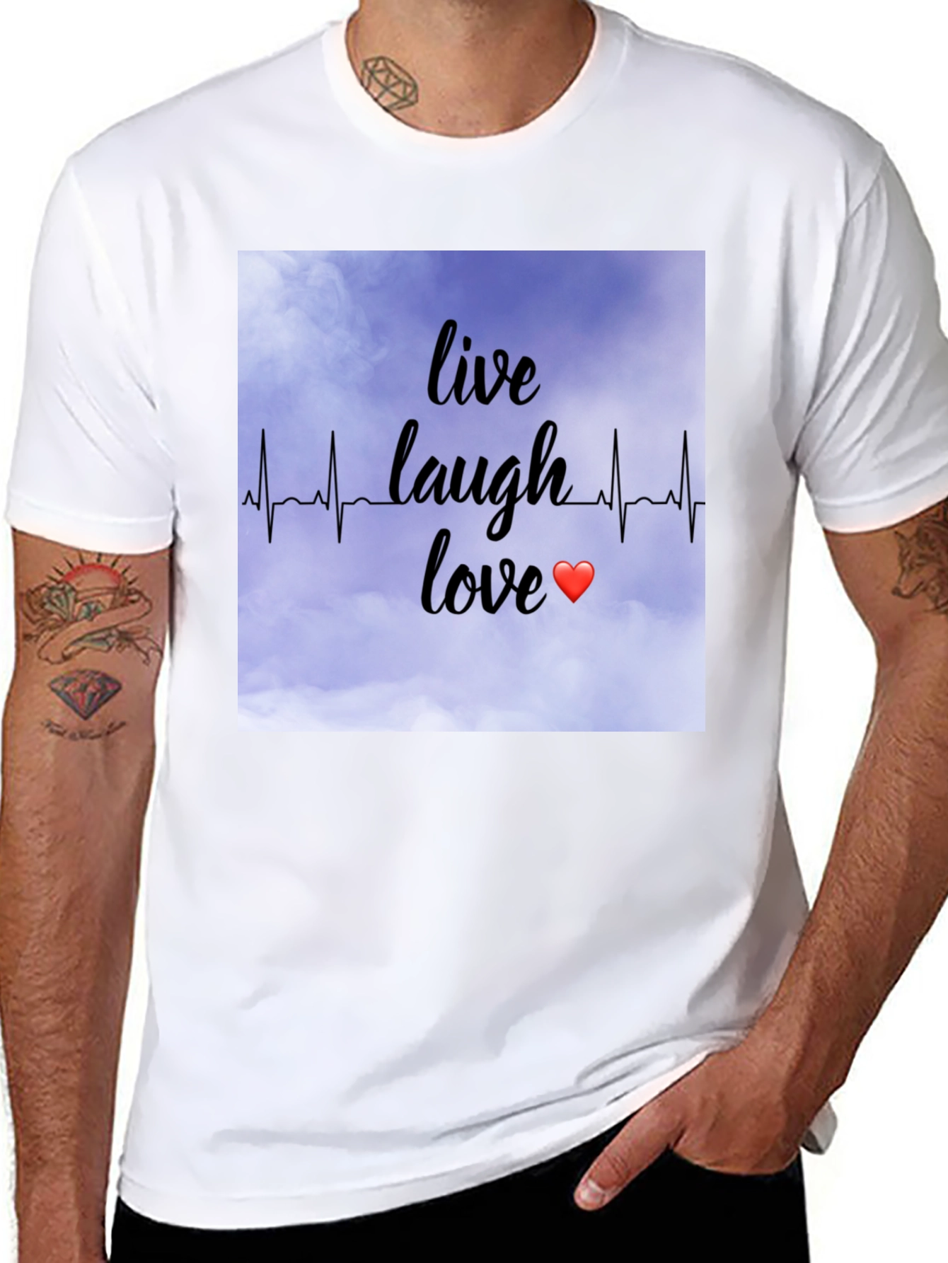 Black Live Laugh Love Heartbeat T-Shirt view 8