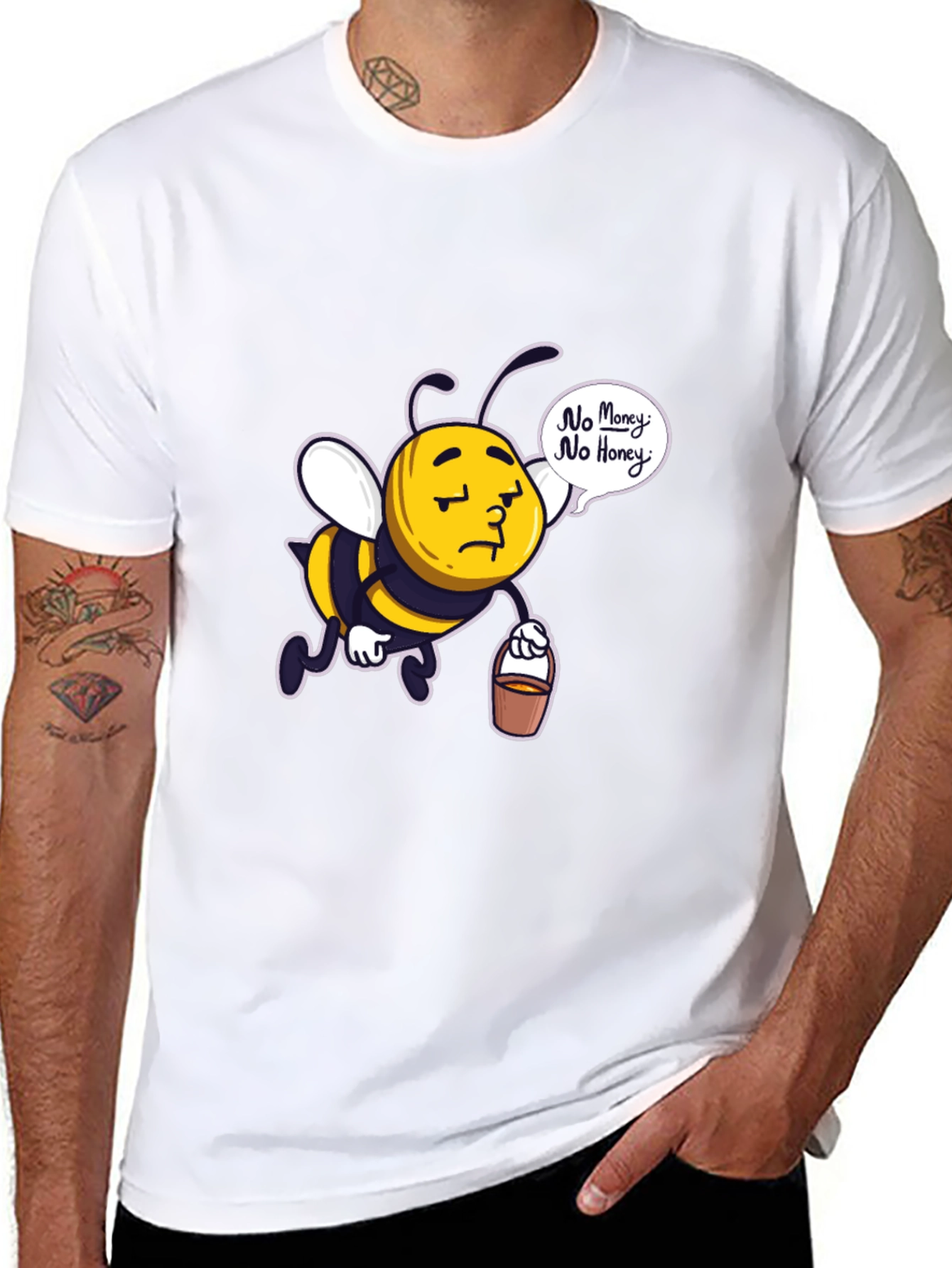 Black Sad Bee "No Money No Honey" Black T-Shirt view 8