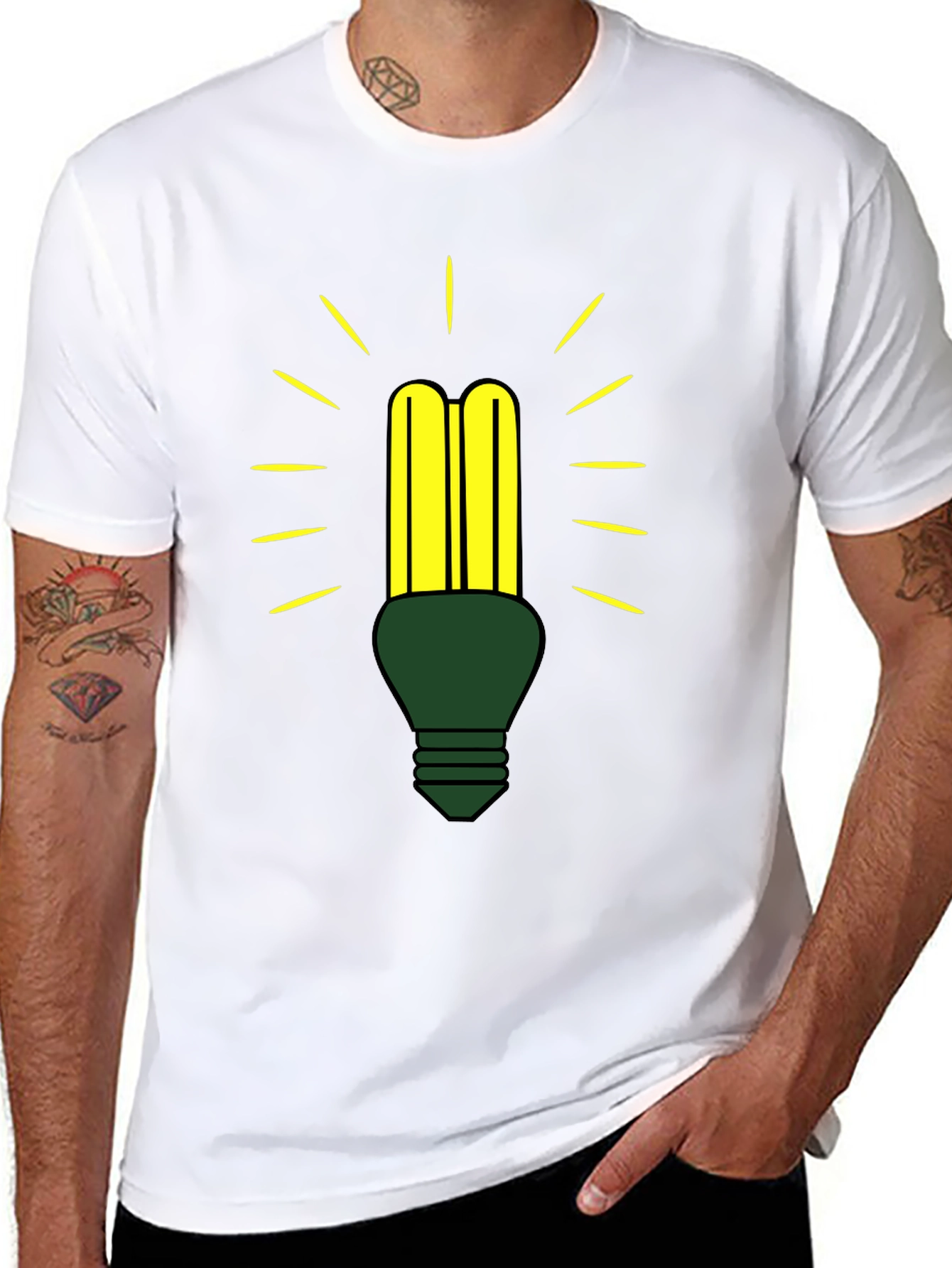 Black Eco-Friendly Light Bulb Graphic Tee view 8