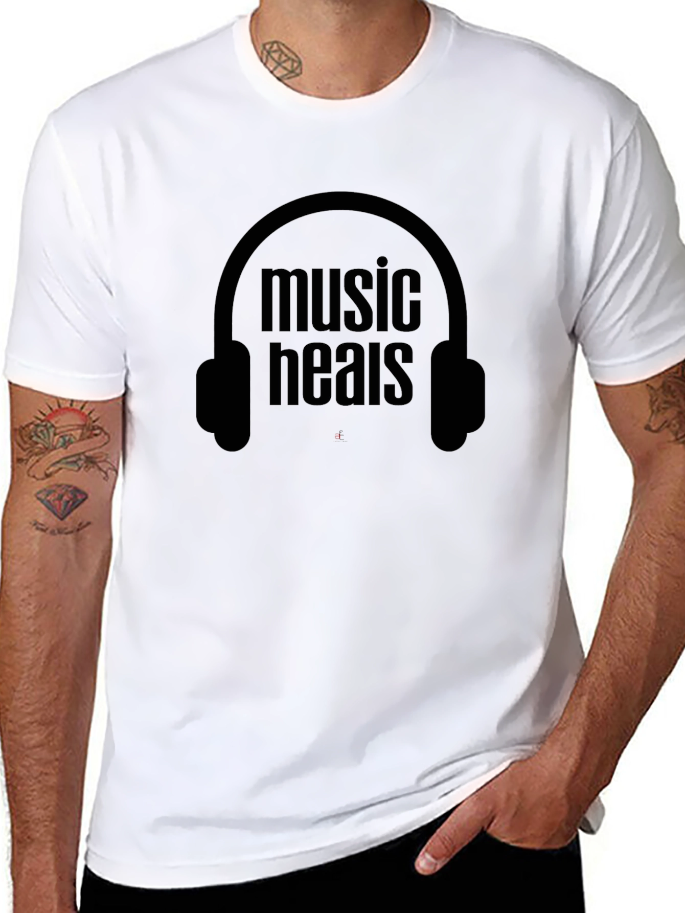 Black Music Heals Graphic Tee - Black view 8