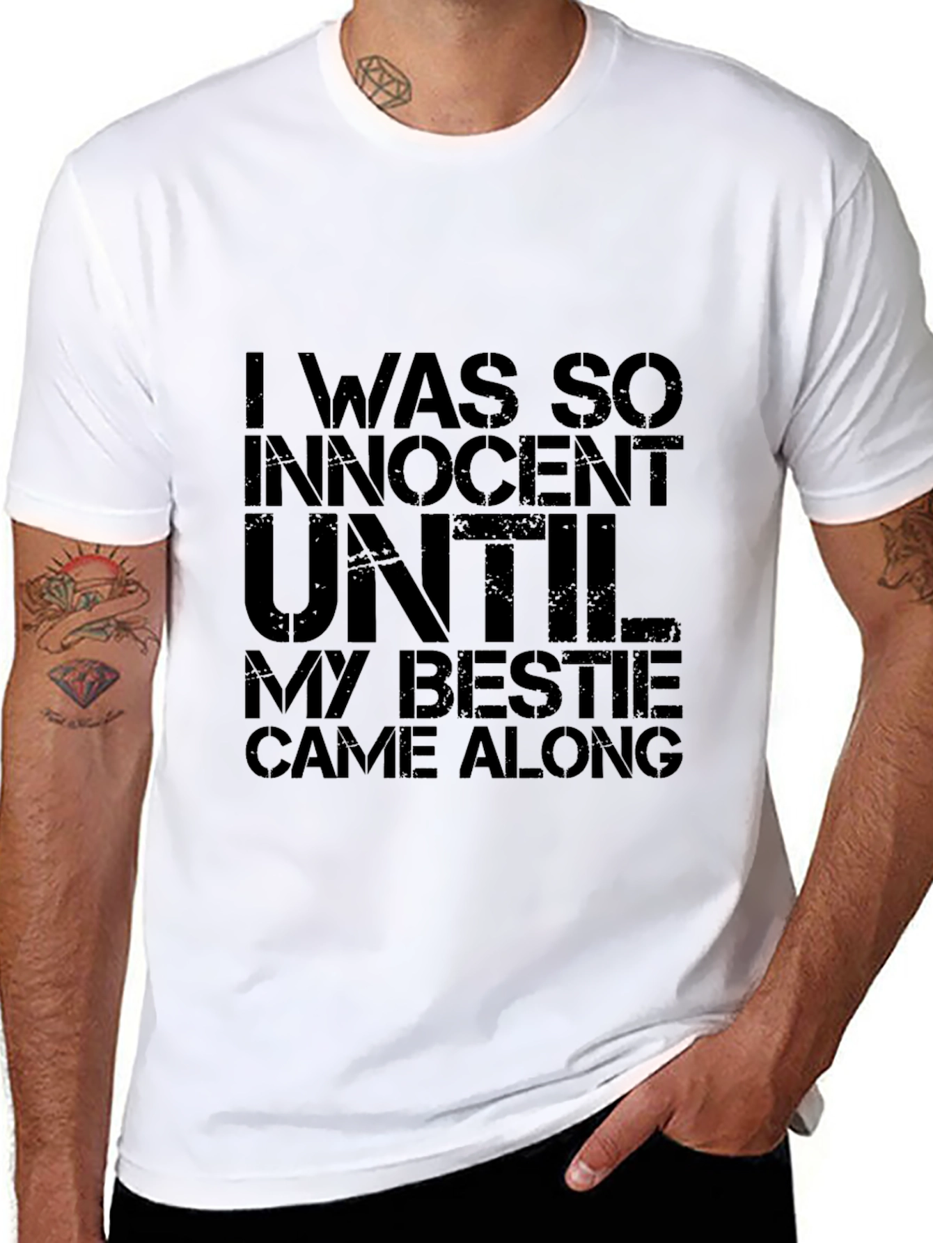 Black I Was So Innocent Funny Bestie T-Shirt view 8