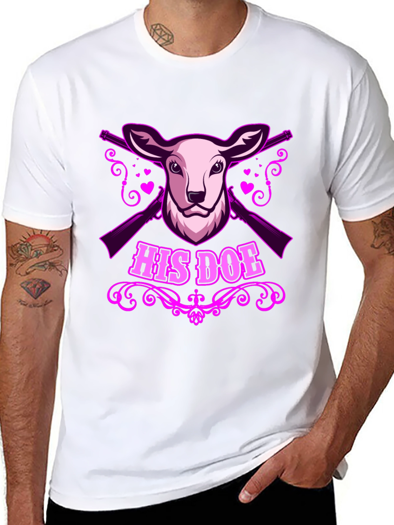 Black His Doe Graphic Tee - Hunting Couple Apparel view 8