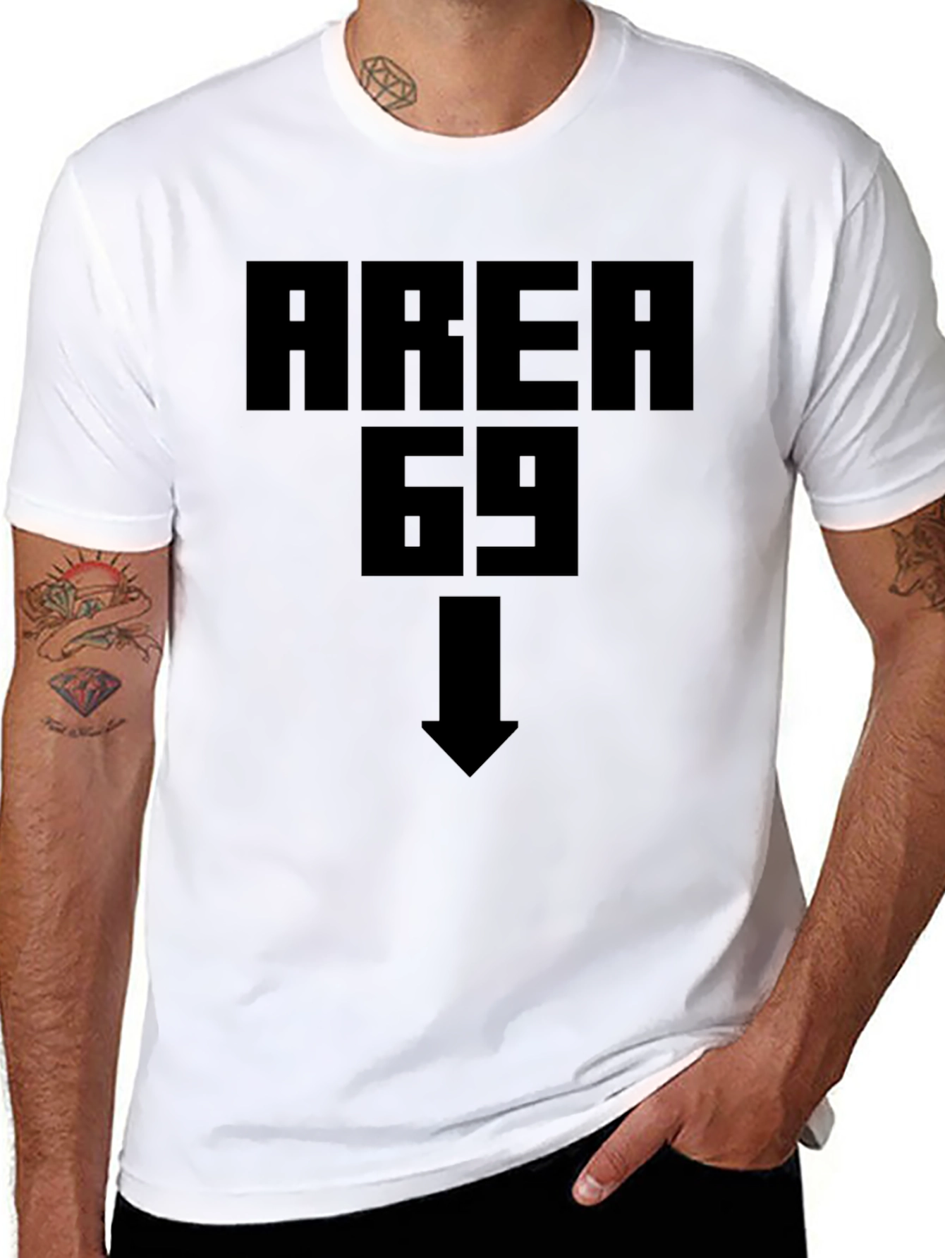 Black Area 69 T-Shirt - Novelty Humor Tee view 8