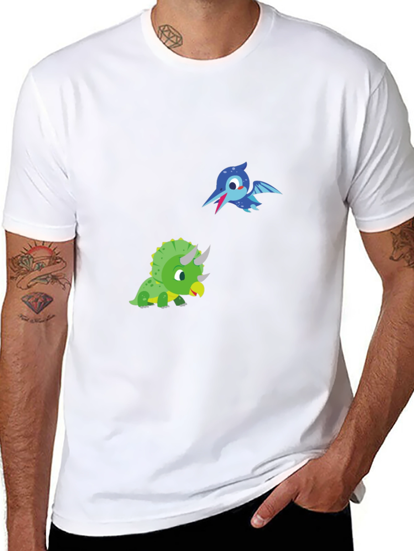 Black Dino Pals Black Tee - Cartoon Dinosaur T-Shirt view 8